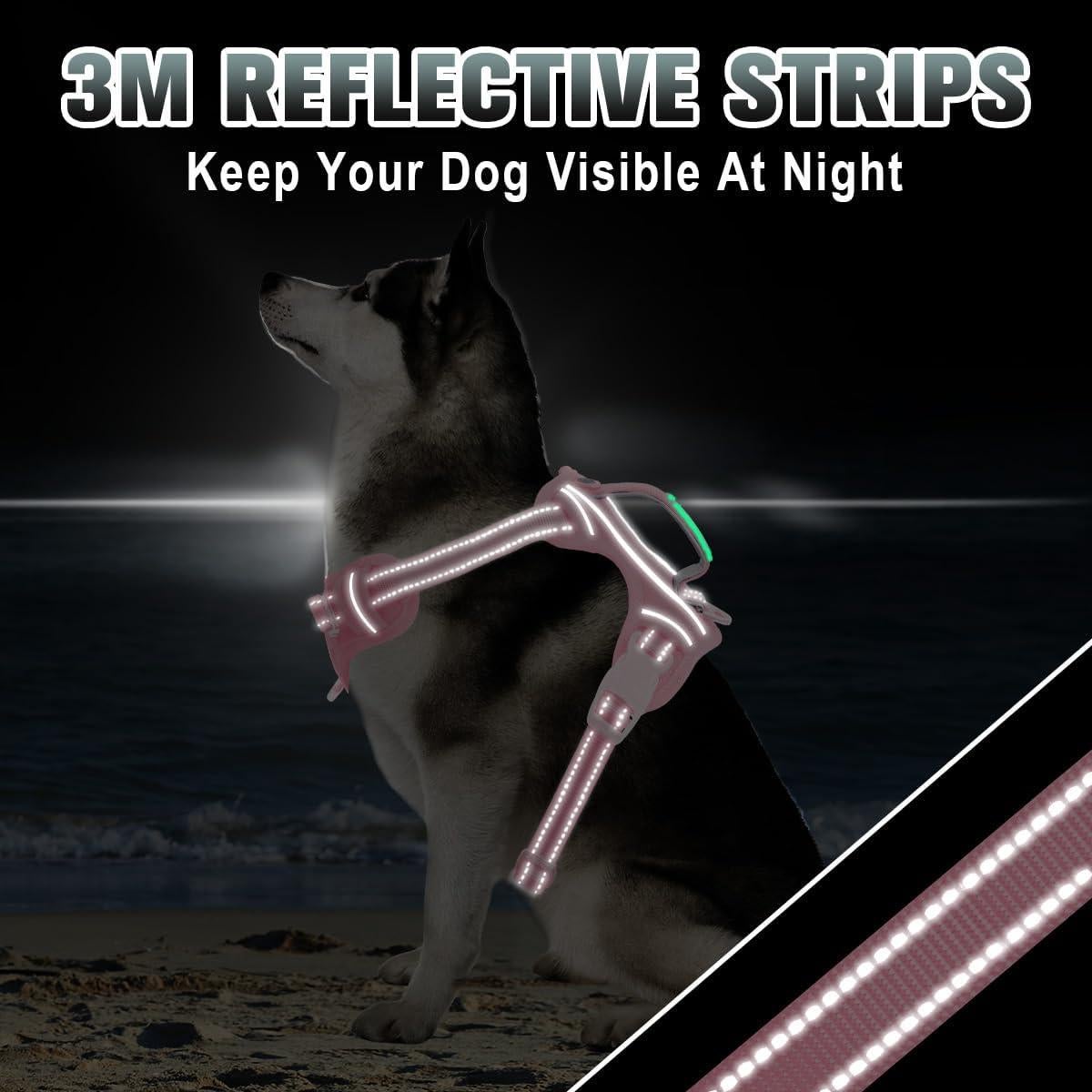 Arnés para Perros Grande BARKBAY Sin Tirones Reflectante Rosa