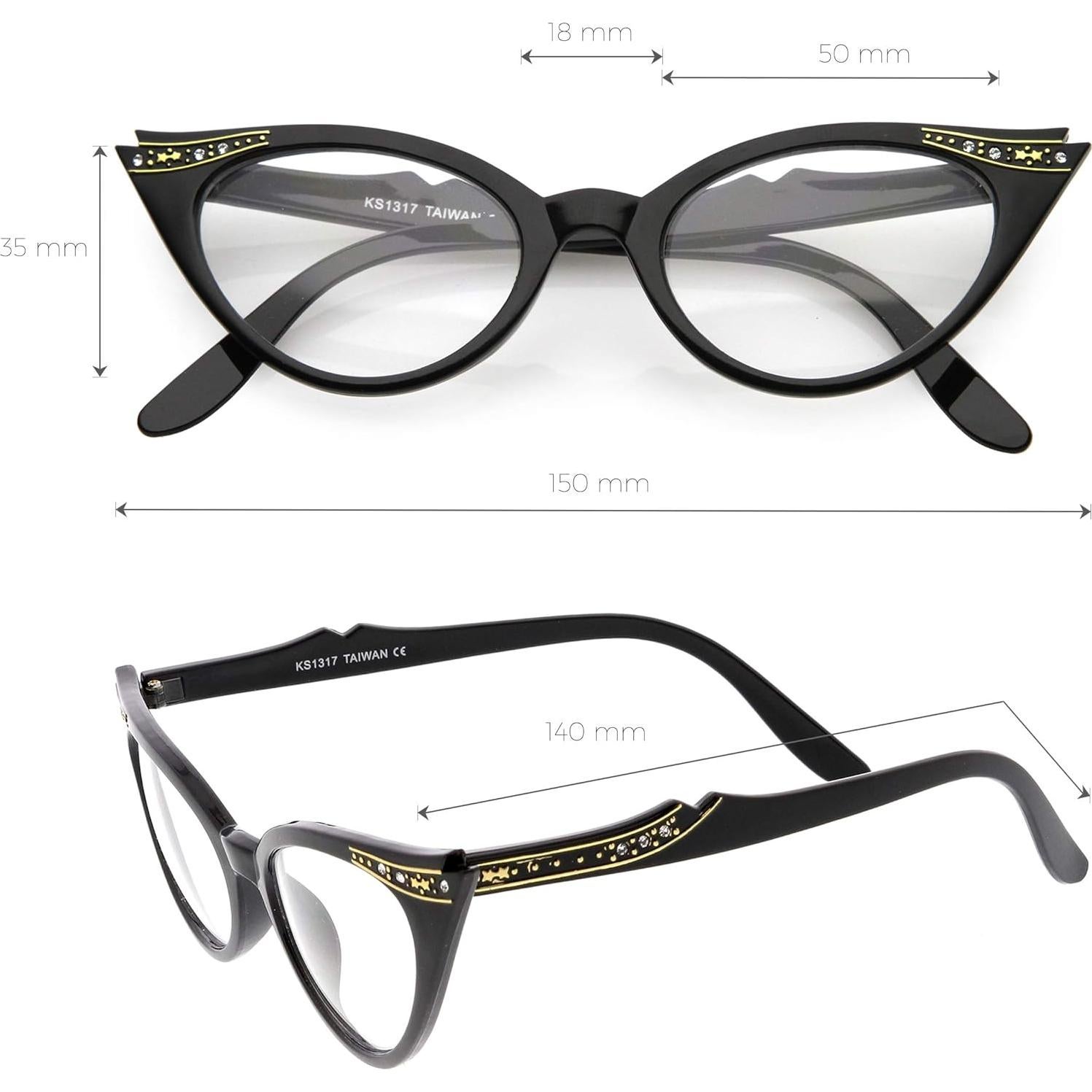 Gafas Ojo de Gato Retro ZeroUV con Rhinestones 51mm UV400