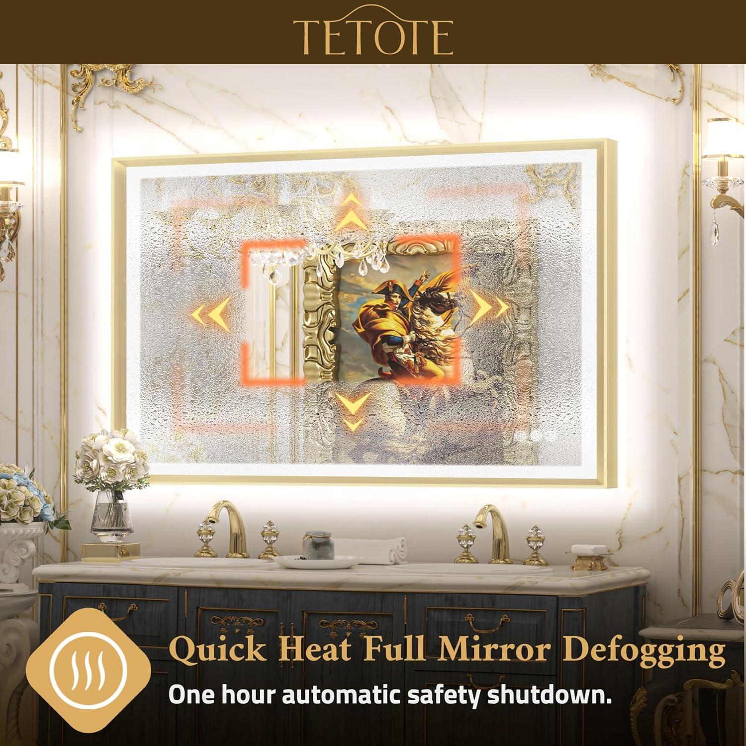 Espejo LED TETOTE 61x102cm Dorado Antifog Iluminado Ajustable
