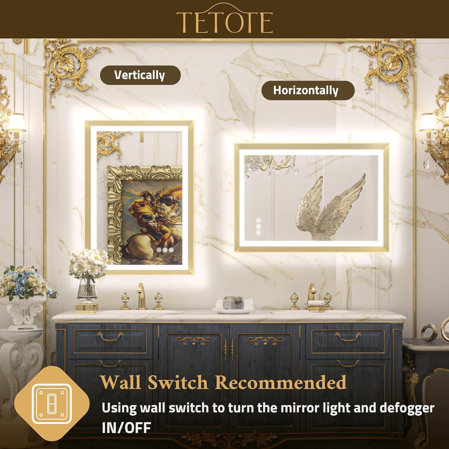 Espejo LED TETOTE 61x102cm Dorado Antifog Iluminado Ajustable