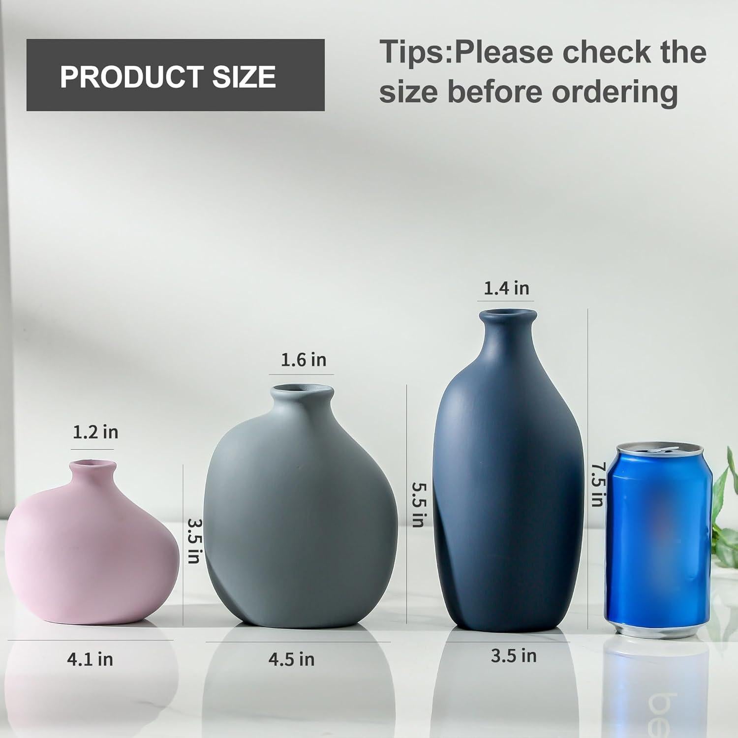 Juego de 3 Jarrones de Cerámica Enra - Decoración Moderna