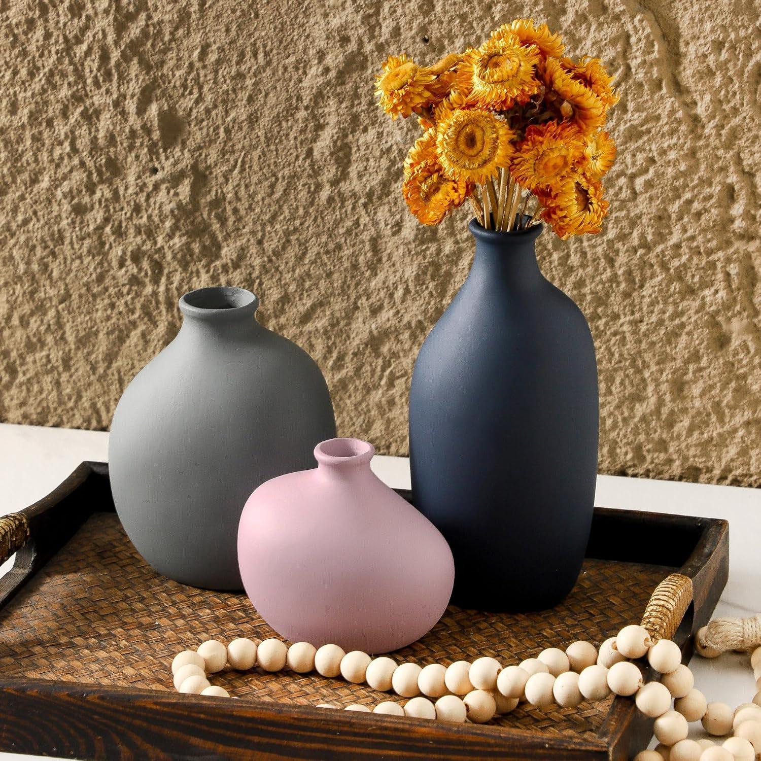 Juego de 3 Jarrones de Cerámica Enra - Decoración Moderna