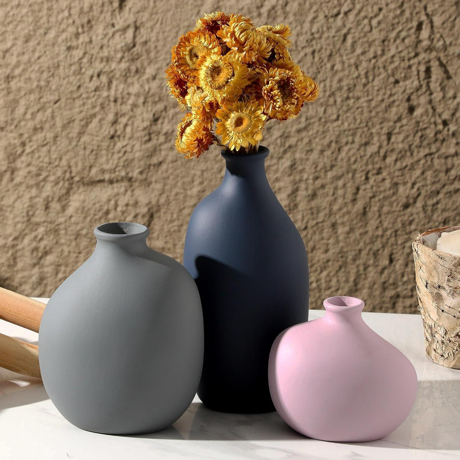 Juego de 3 Jarrones de Cerámica Enra - Decoración Moderna