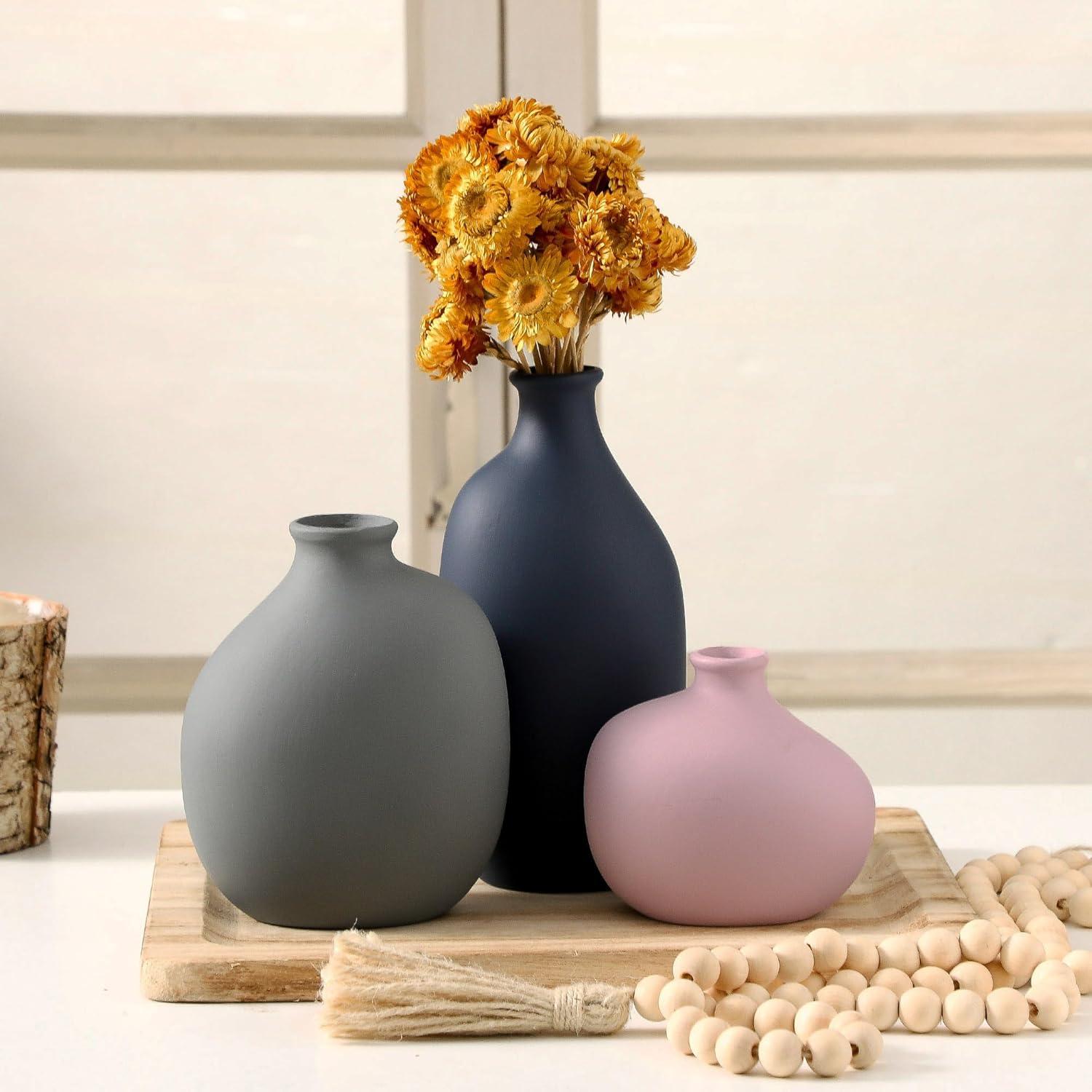 Juego de 3 Jarrones de Cerámica Enra - Decoración Moderna