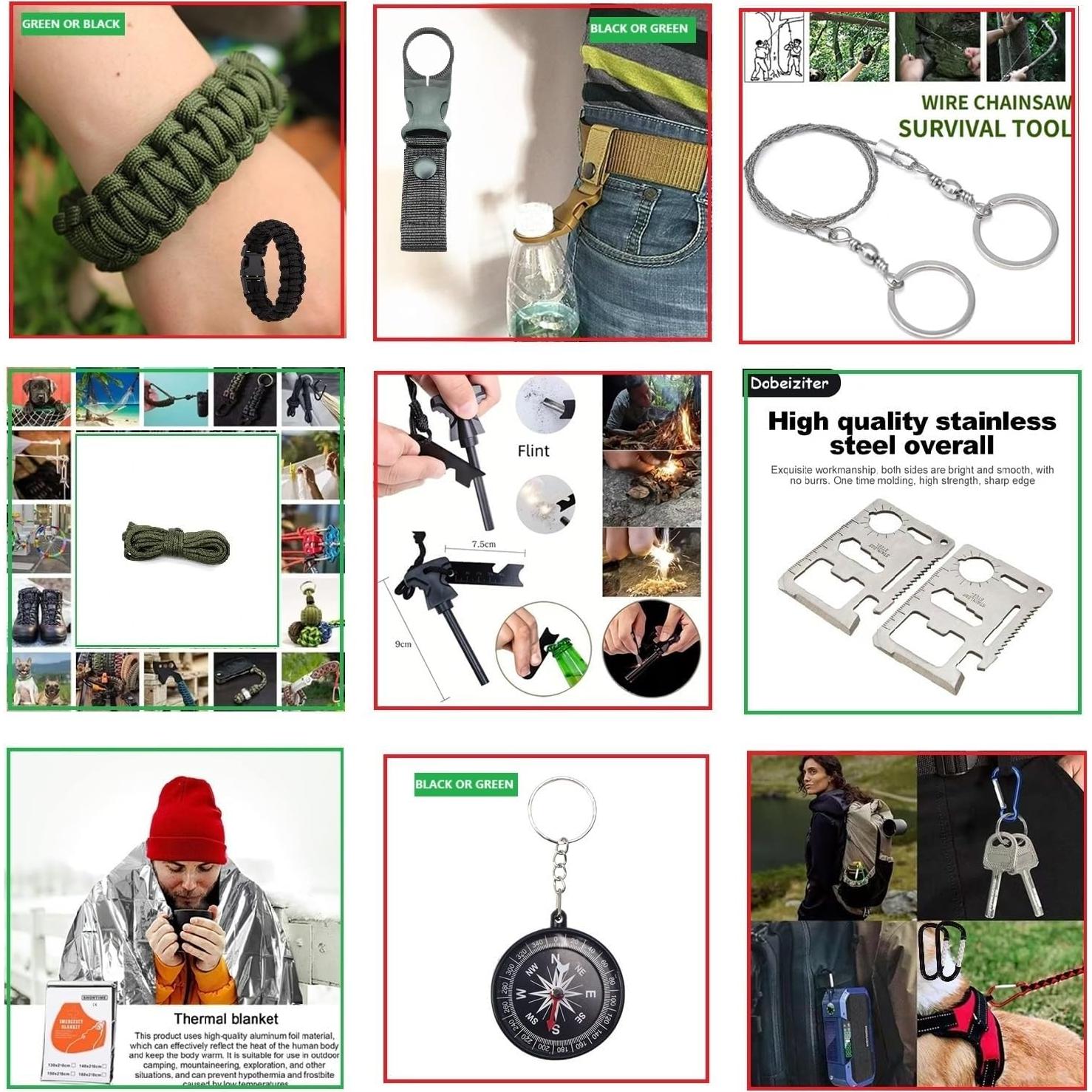 Kit de Supervivencia 29 en 1 SHARP CASTLE con Botiquín y Encendedor