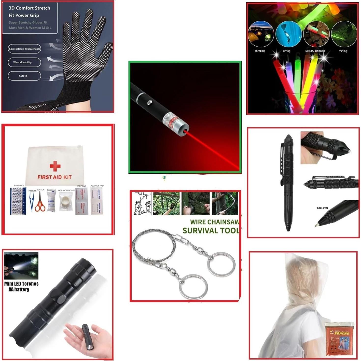 Kit de Supervivencia 29 en 1 SHARP CASTLE con Botiquín y Encendedor