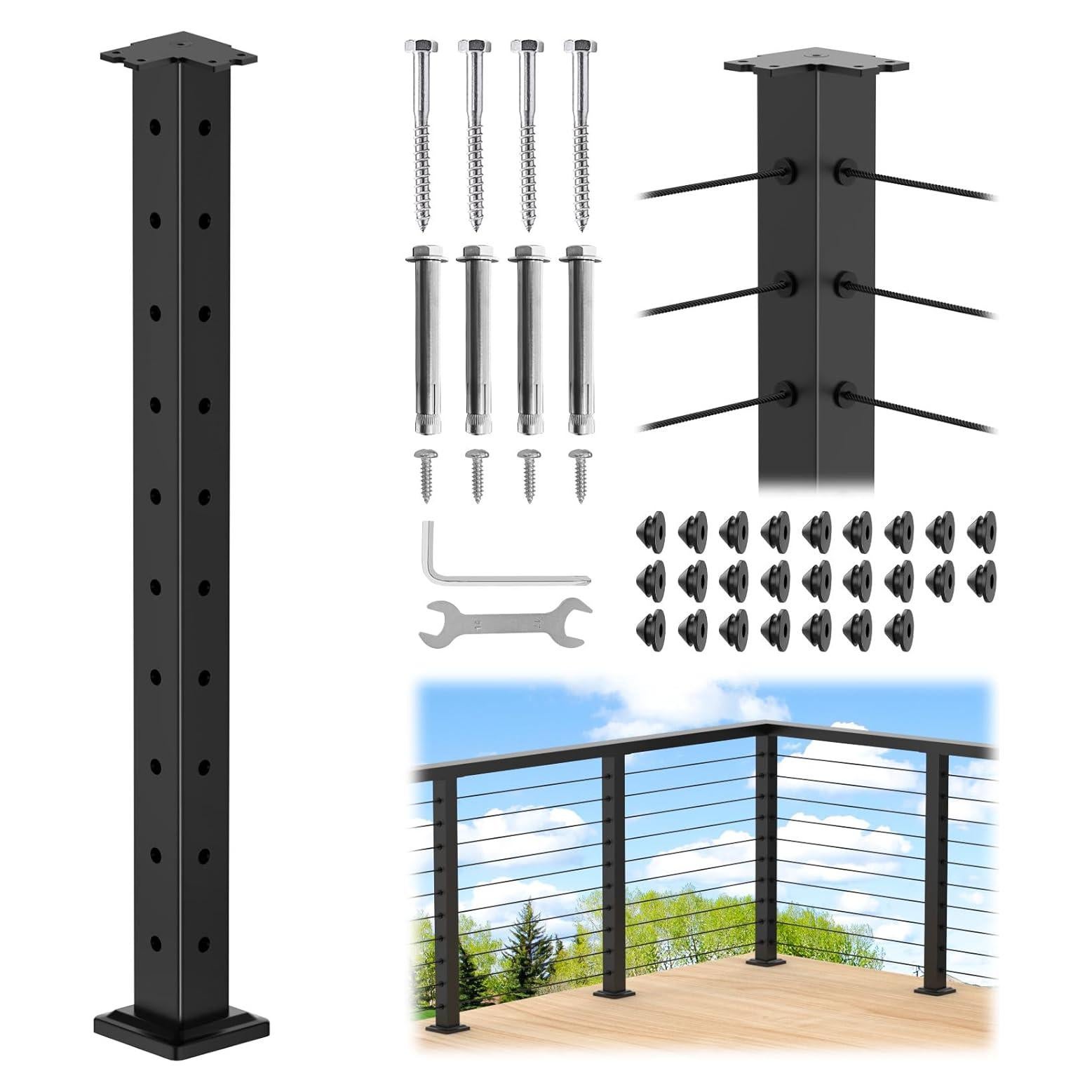Poste de Esquina para Barandilla de Cable CKE CP02 36"