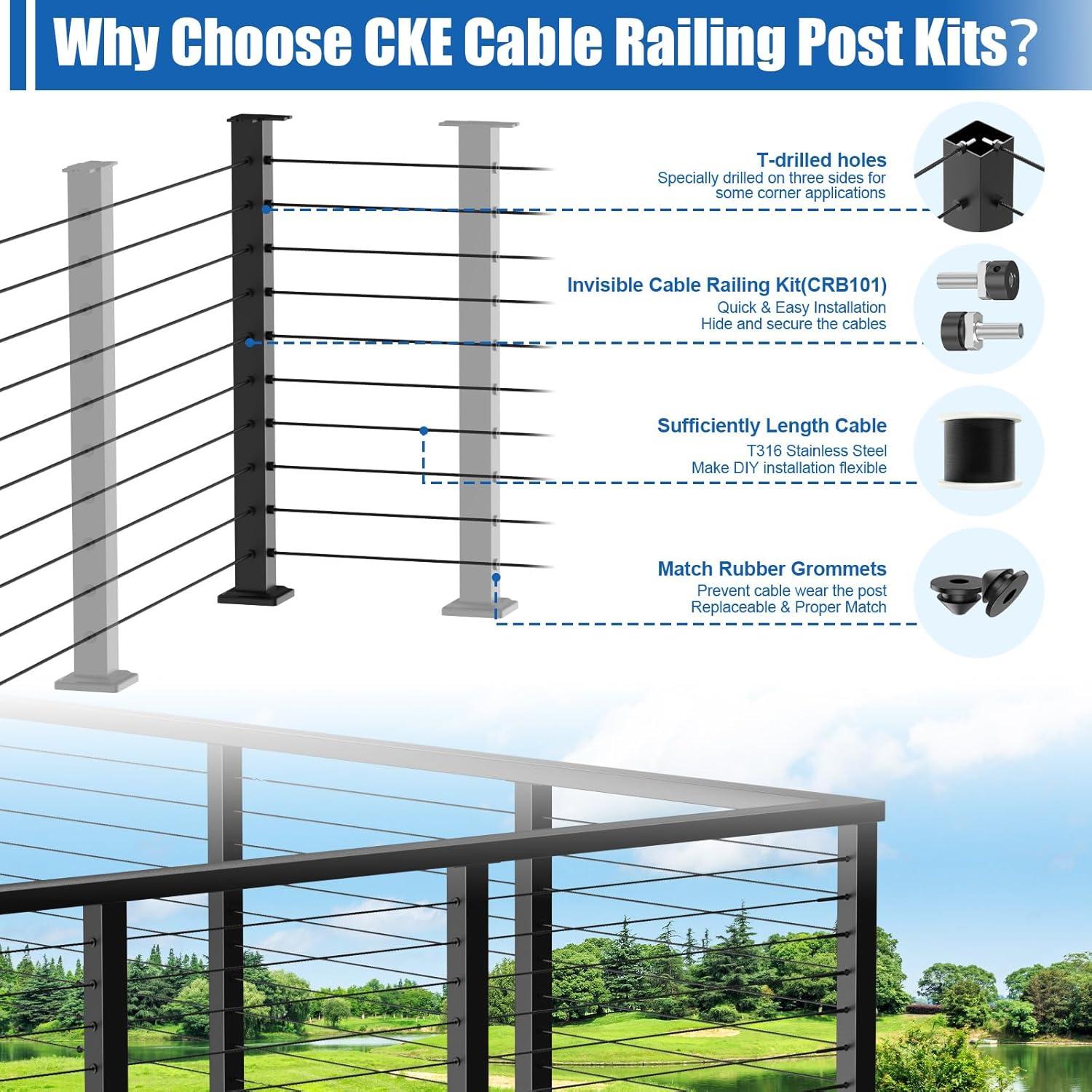 Poste de Esquina para Barandilla de Cable CKE CP02 36"