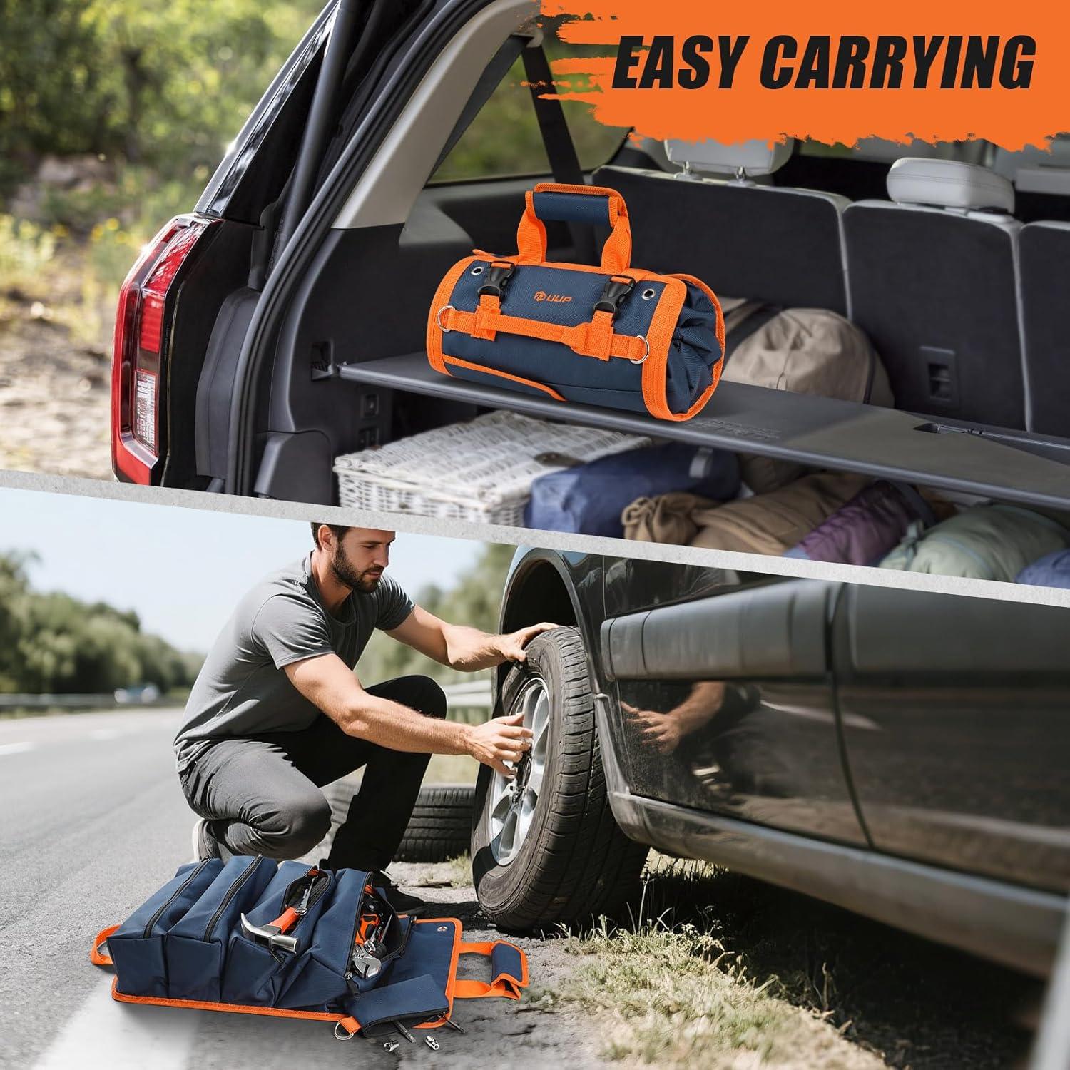 Bolsa de Herramientas Enrollada UUP 11 Compartimentos Azul Naranja