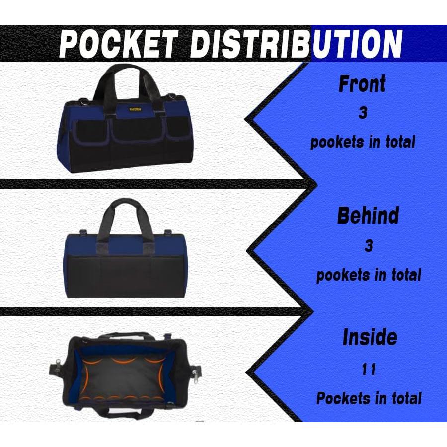 Bolsa de herramientas FASTECH 22" impermeable con 17 bolsillos