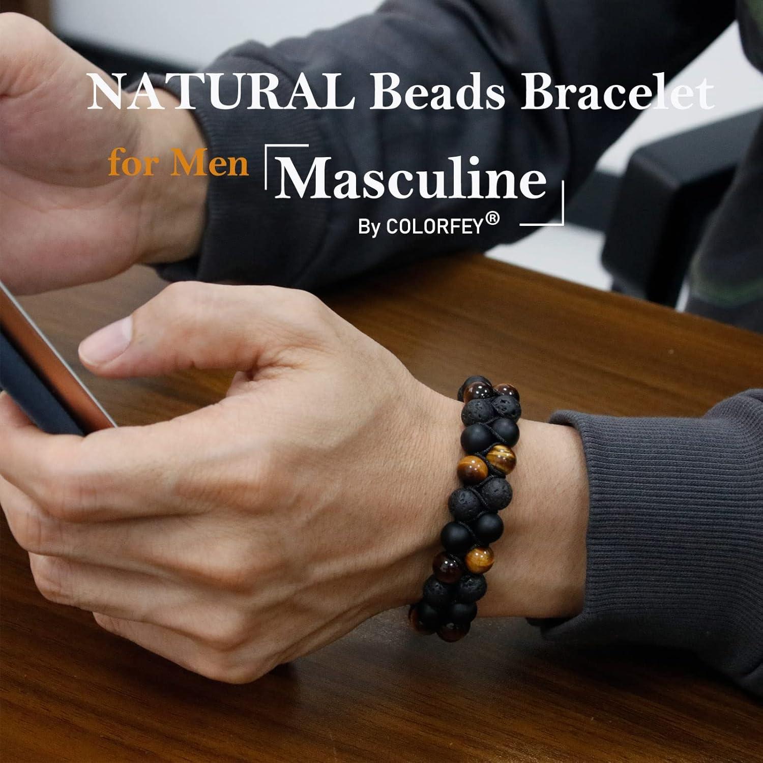 Pulsera de Triple Protección COLORFEY Ojo de Tigre 8 mm