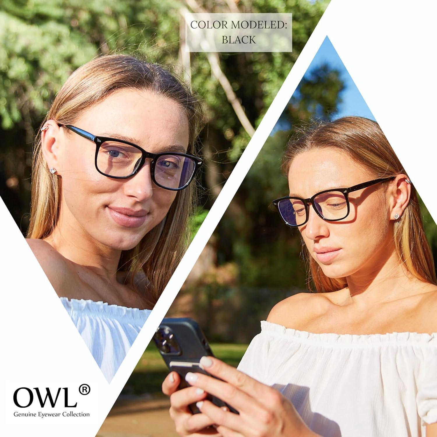 Gafas bloqueadoras de luz azul OWL, 2 unidades unisex, marco cuadrado
