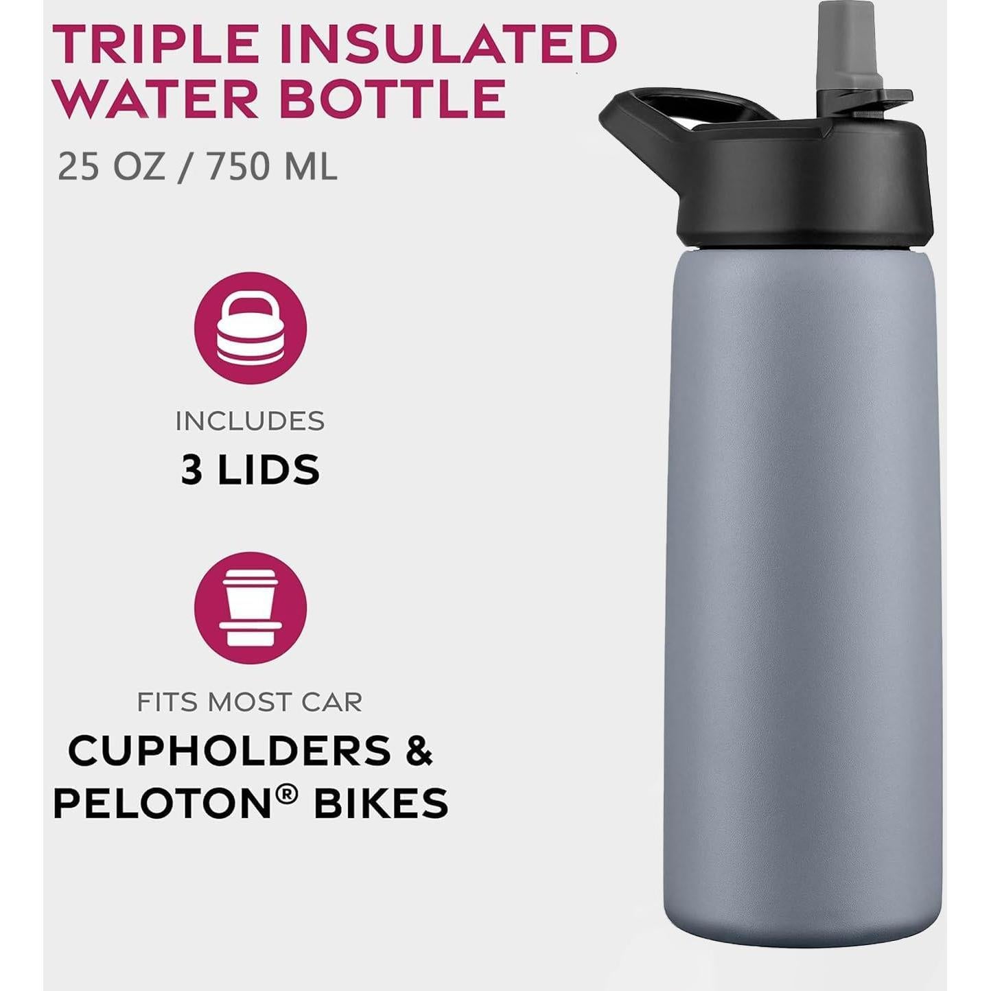 Botella de Agua Aislada 25 Oz LOFERMA Acero Inoxidable Gris