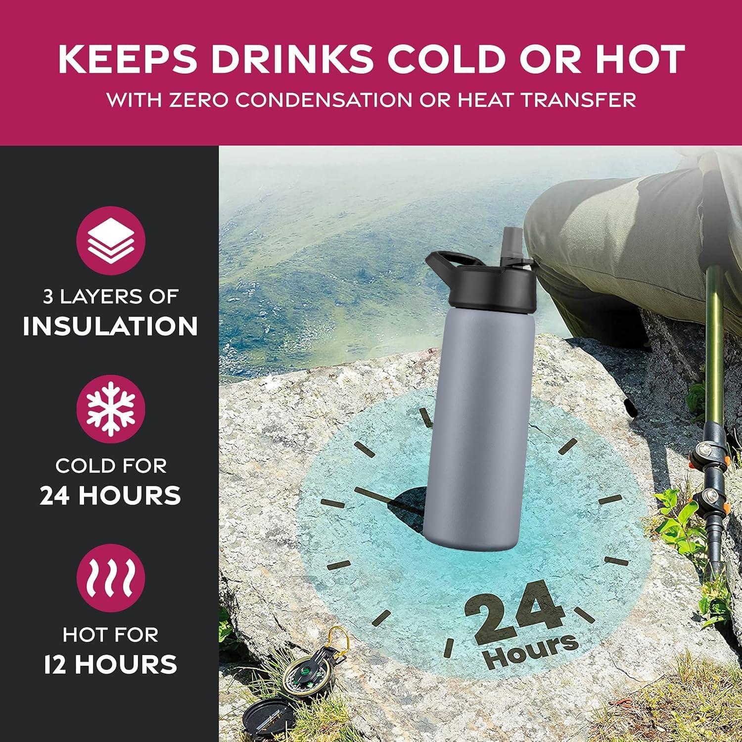 Botella de Agua Aislada 25 Oz LOFERMA Acero Inoxidable Gris