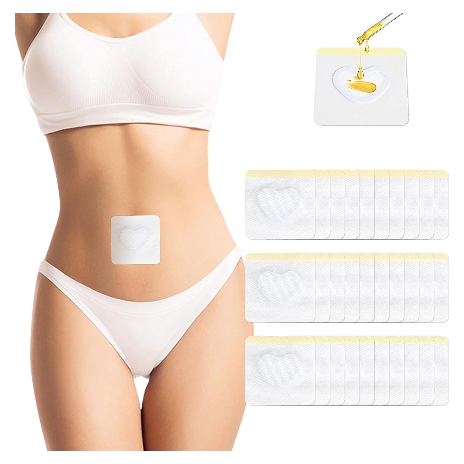 10Pcs Castor Oil Pack Wrap for Belly Button, Self-Adhesive, Highly Absorbent Castor Oil Wraps Patch Pads （Oil are Not Include