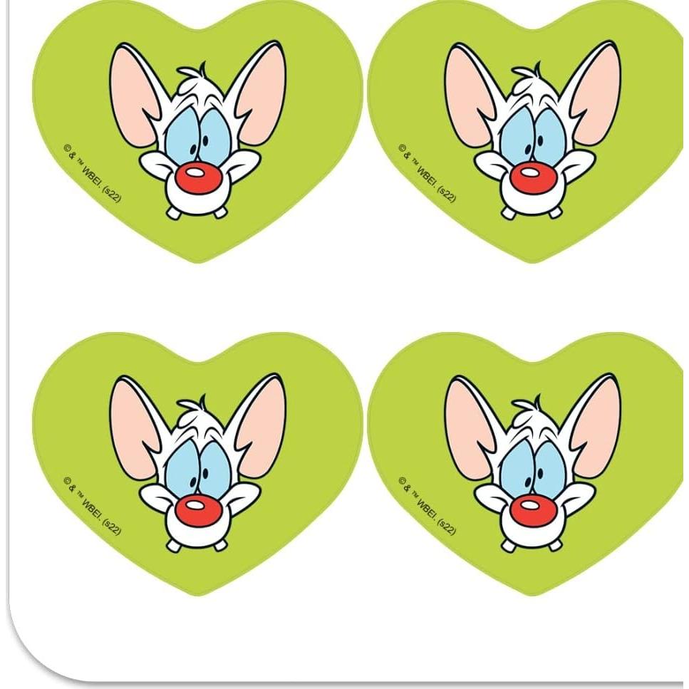 Pegatinas Corazón Pinky y El Cerebro - 18 Unidades Transparentes