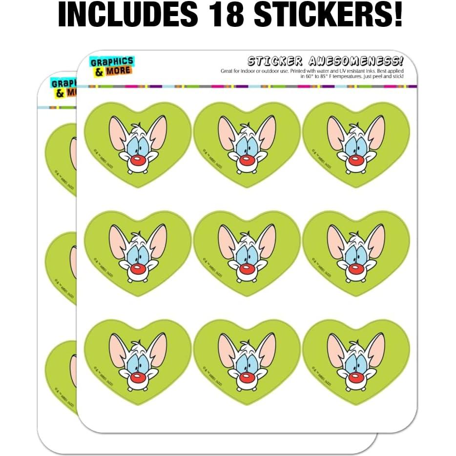 Pegatinas Corazón Pinky y El Cerebro - 18 Unidades Transparentes