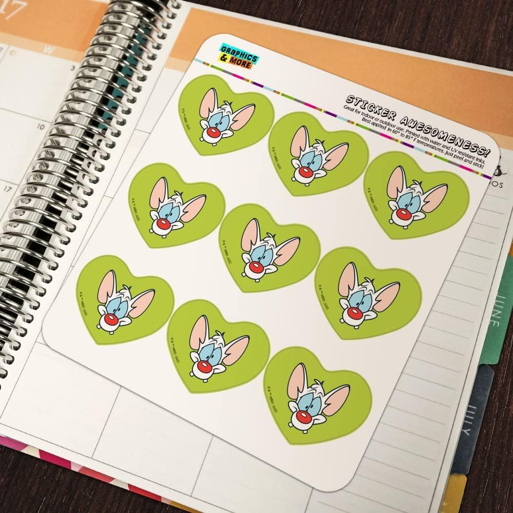 Pegatinas Corazón Pinky y El Cerebro - 18 Unidades Transparentes