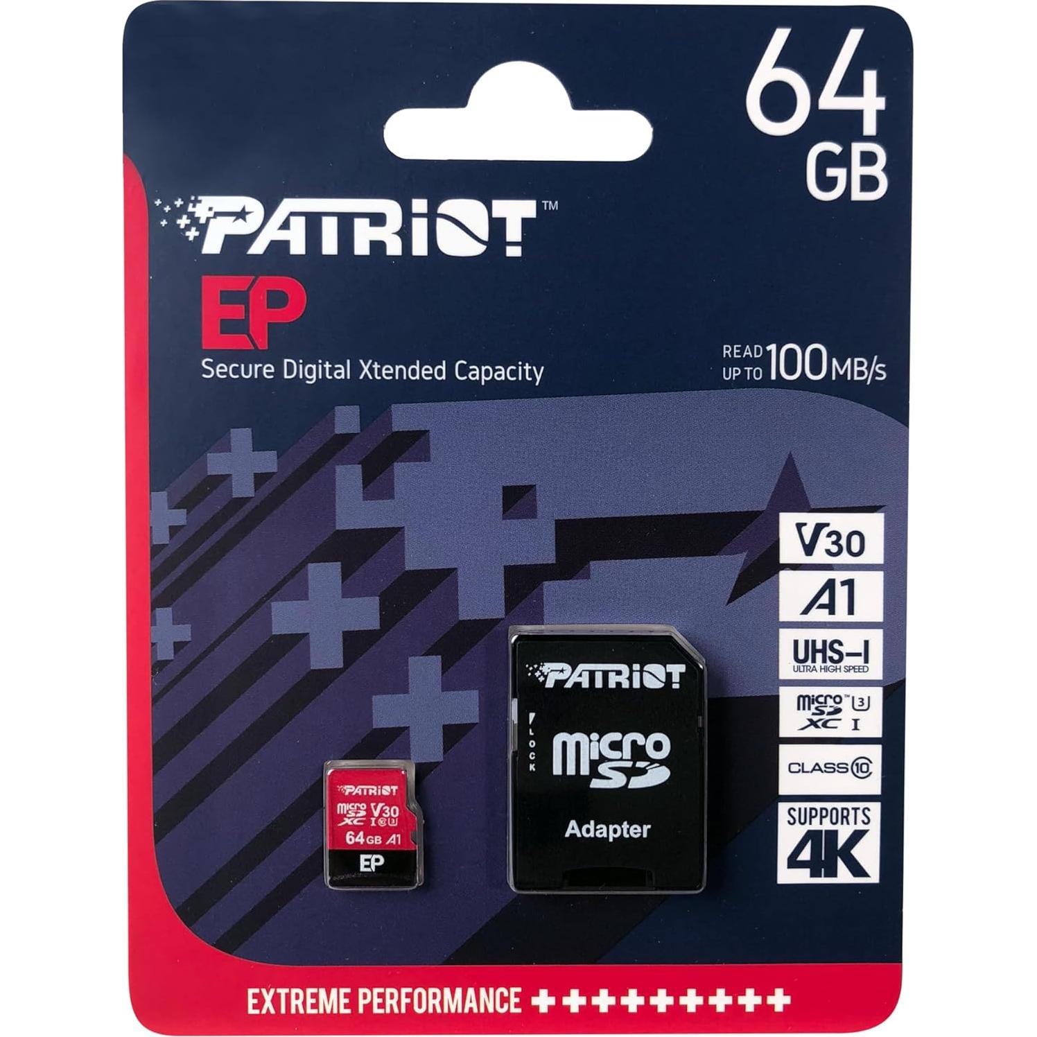 Tarjeta Micro SD Patriot Memory 64GB A1 V30 4K para Android