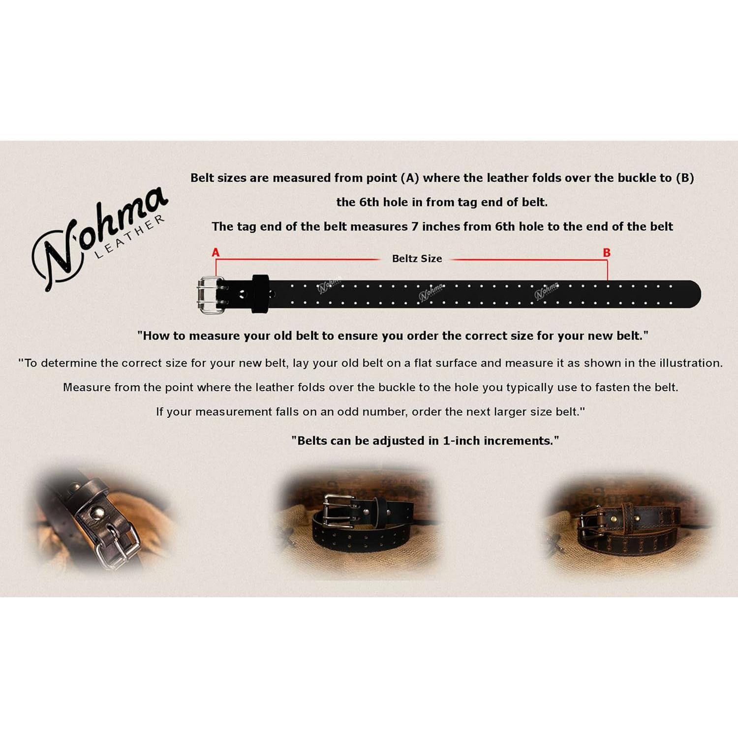 Cinturón de Cuero Clásico Nohma 91 cm Marrón Vintage Doble Hebilla