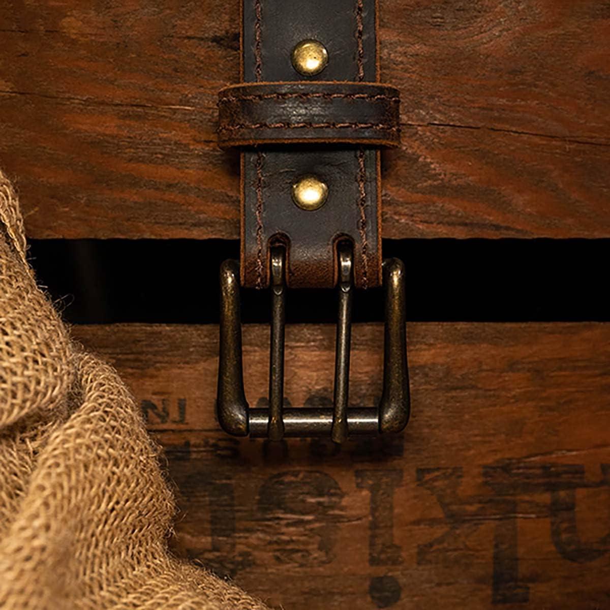 Cinturón de Cuero Clásico Nohma 91 cm Marrón Vintage Doble Hebilla