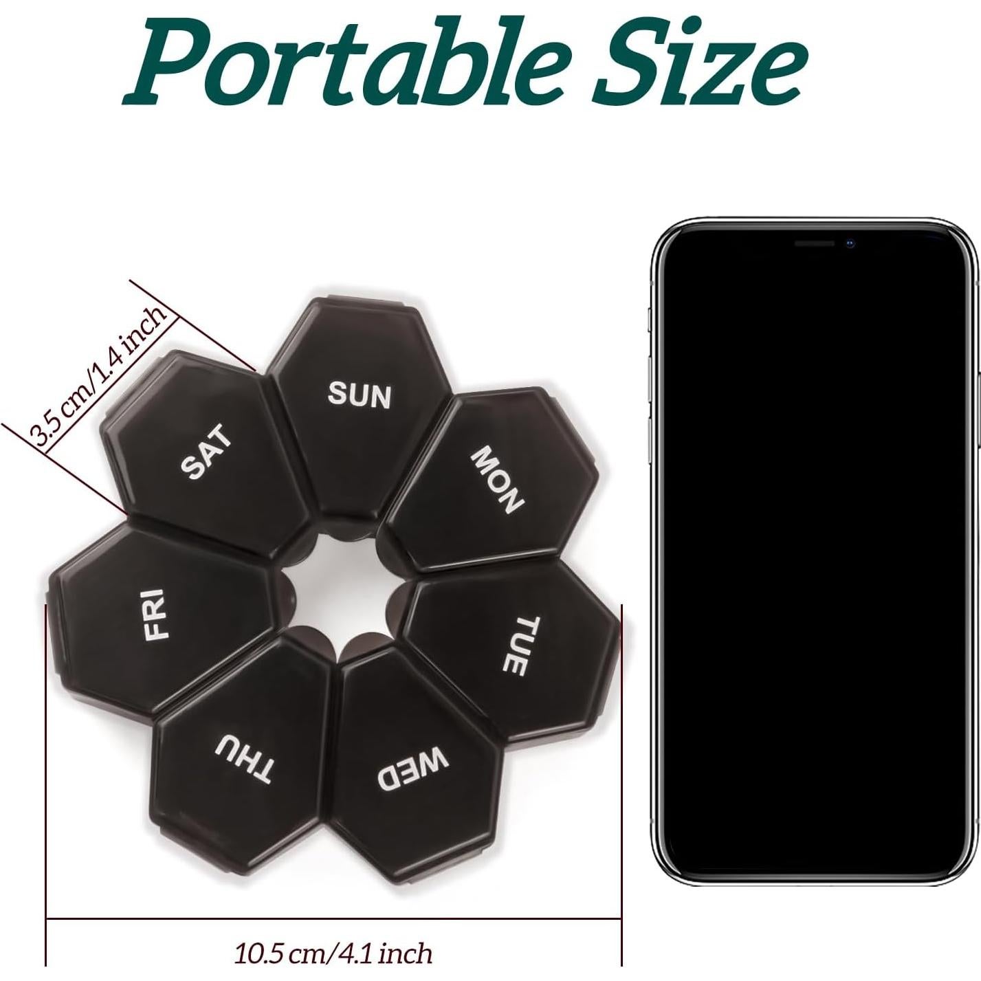 Organizador Semanal de Pastillas Zuiaso - Estuche Negro 7 Días