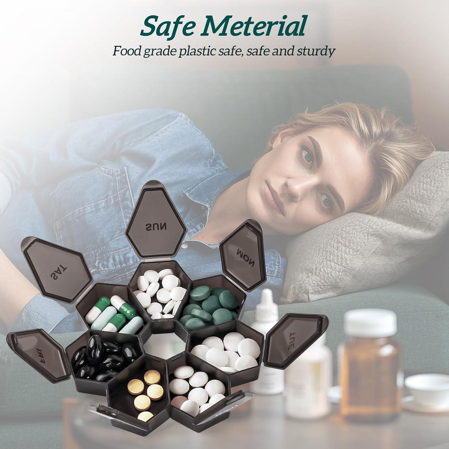 Organizador Semanal de Pastillas Zuiaso - Estuche Negro 7 Días