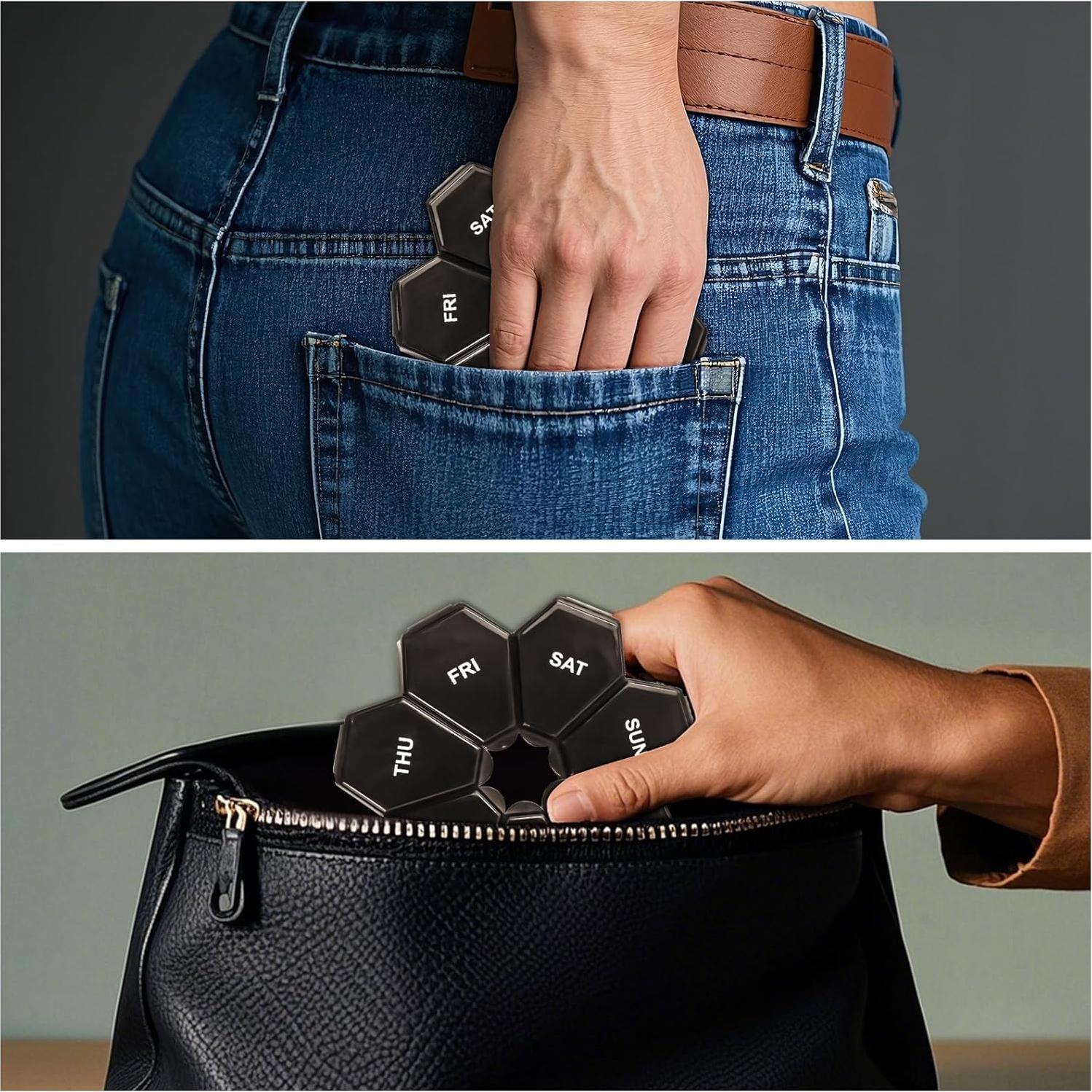 Organizador Semanal de Pastillas Zuiaso - Estuche Negro 7 Días