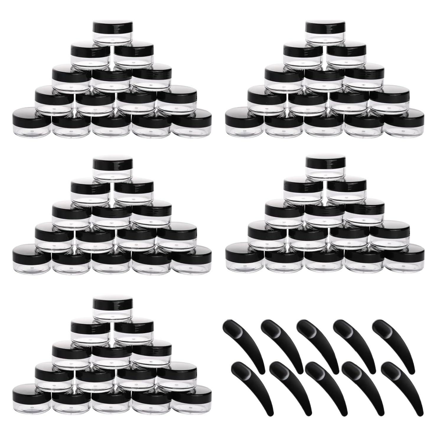 Tarros Cosméticos Recargables BTYMS 10g - Paquete de 100 + 10 Espátulas