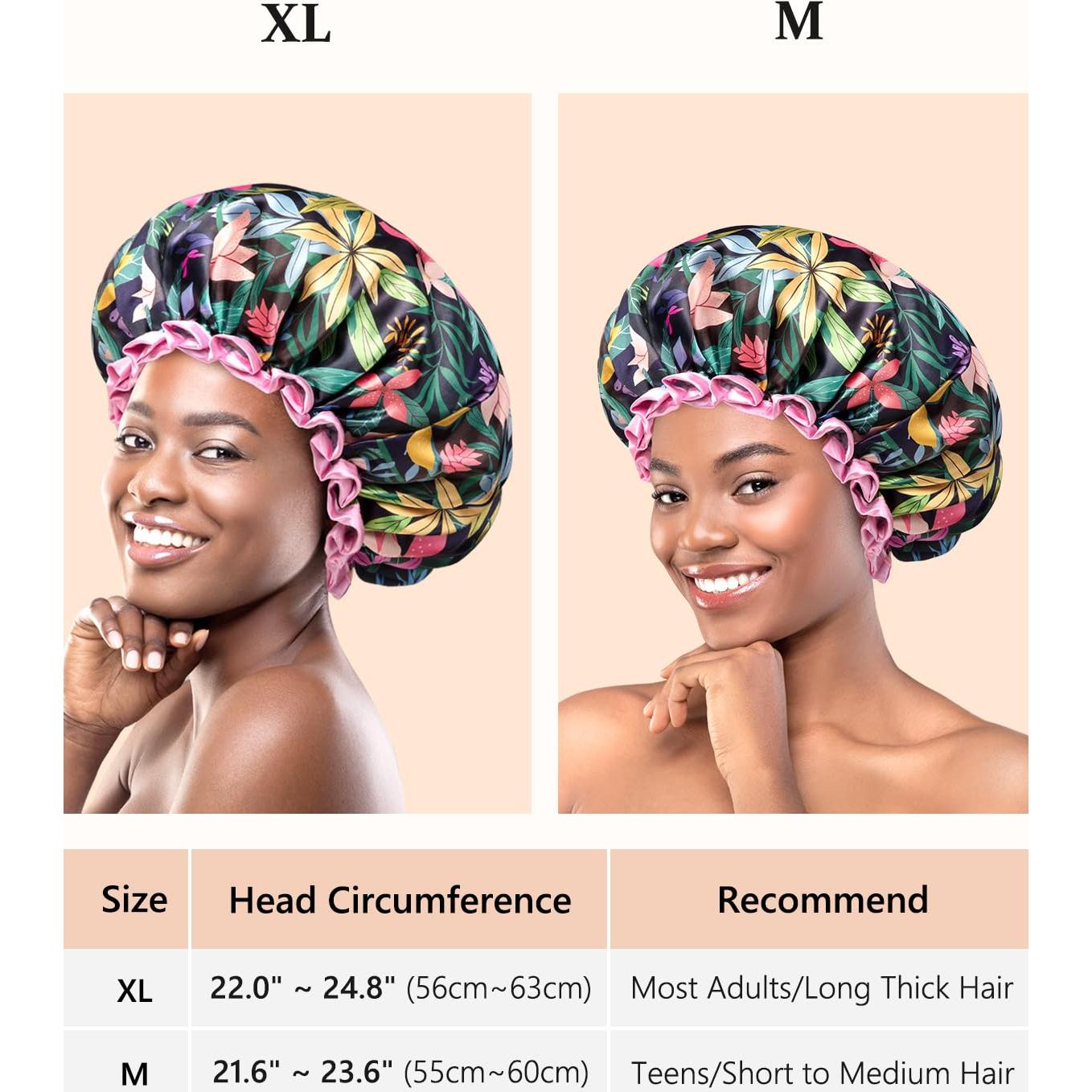 Gorro de Ducha Mikimini Floral Reutilizable para Mujeres y Niñas