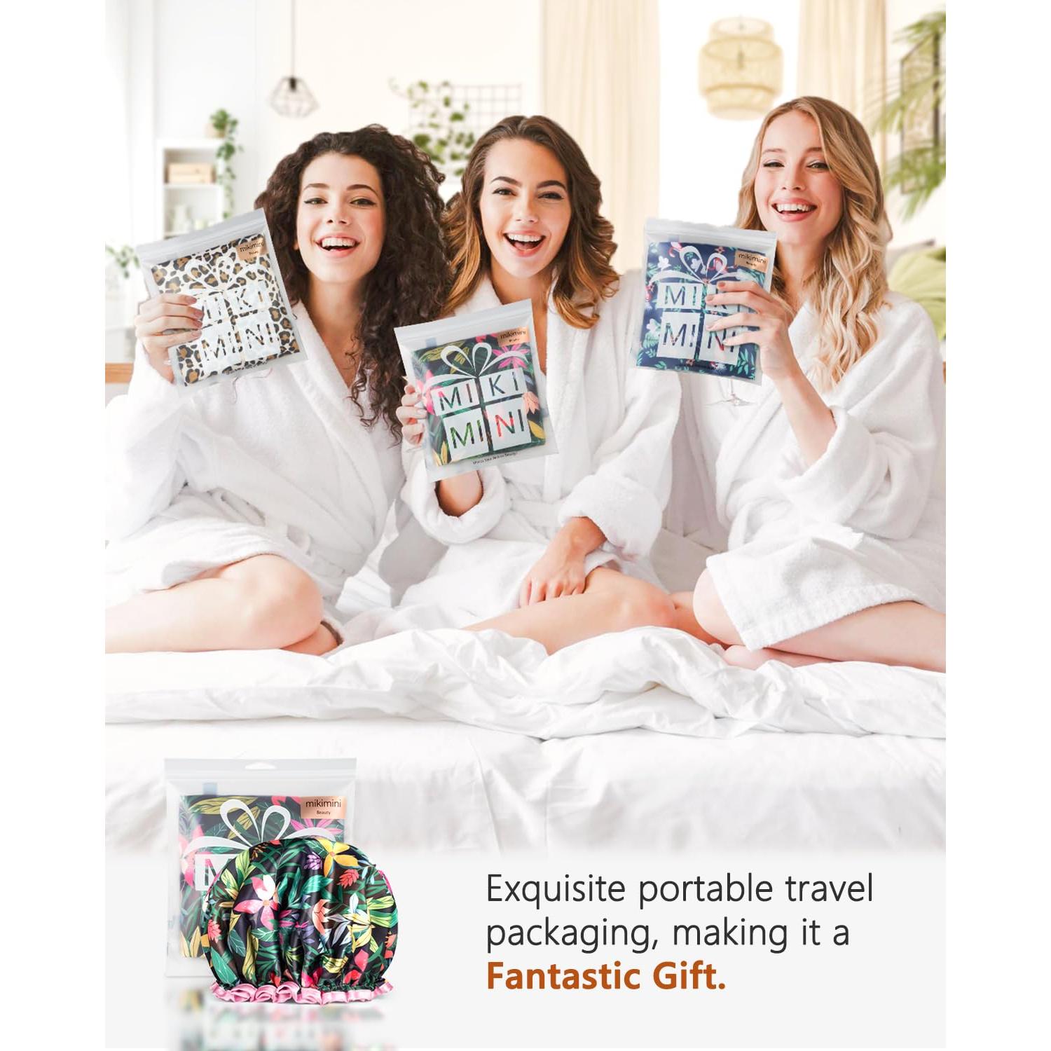 Gorro de Ducha Mikimini Floral Reutilizable para Mujeres y Niñas