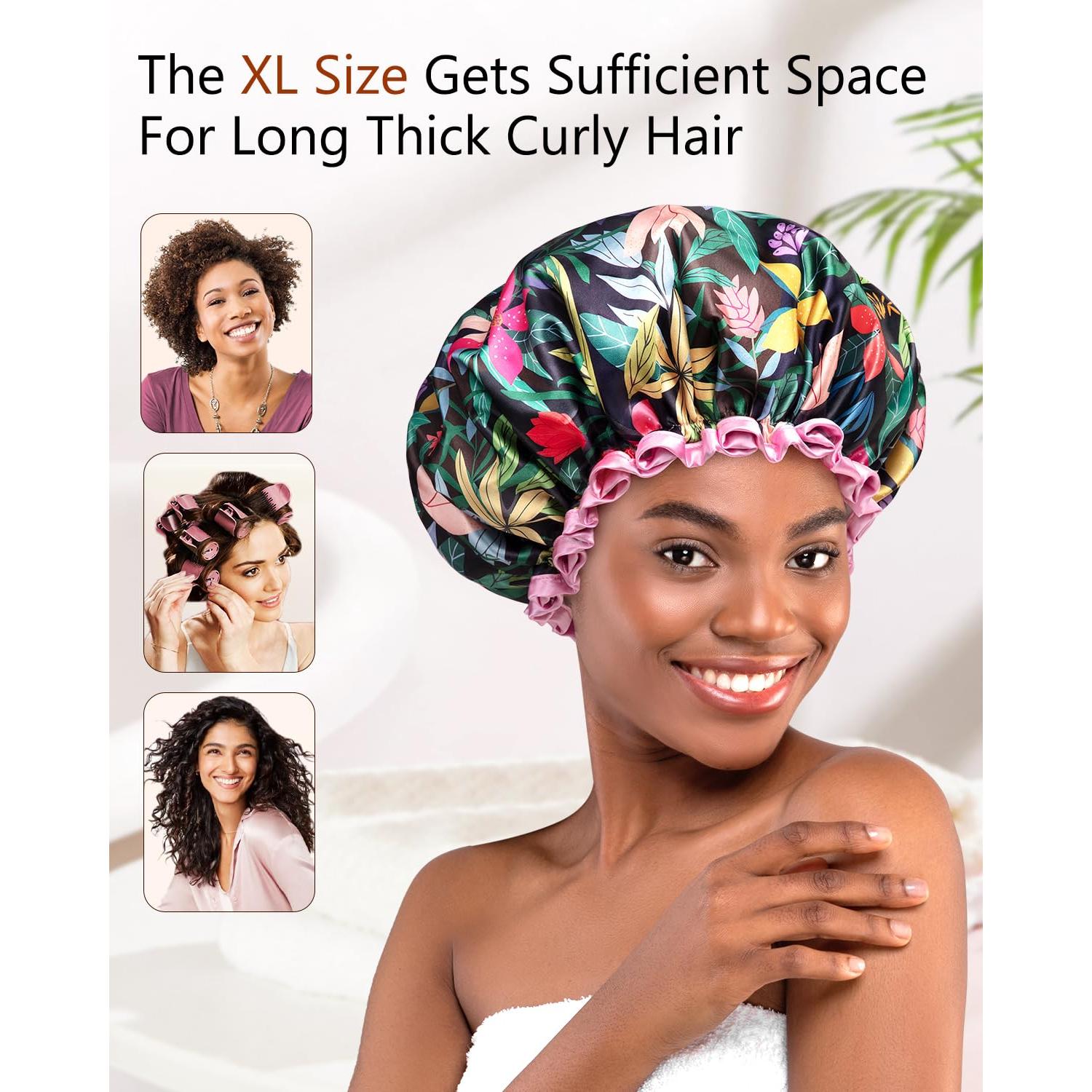 Gorro de Ducha Mikimini Floral Reutilizable para Mujeres y Niñas