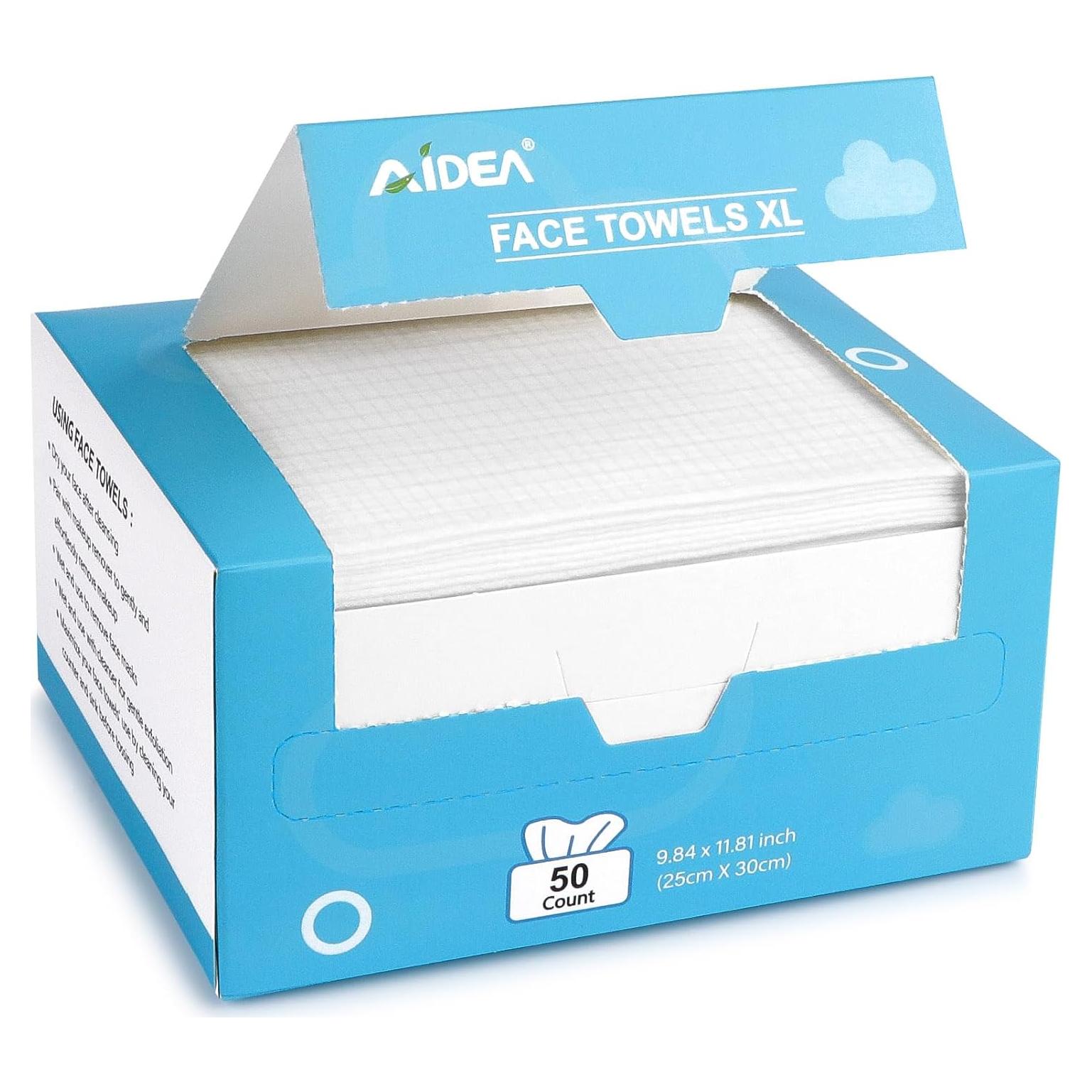 Toallas Faciales Desechables AIDEA XL 50Ct 25x30cm Piel Sensible