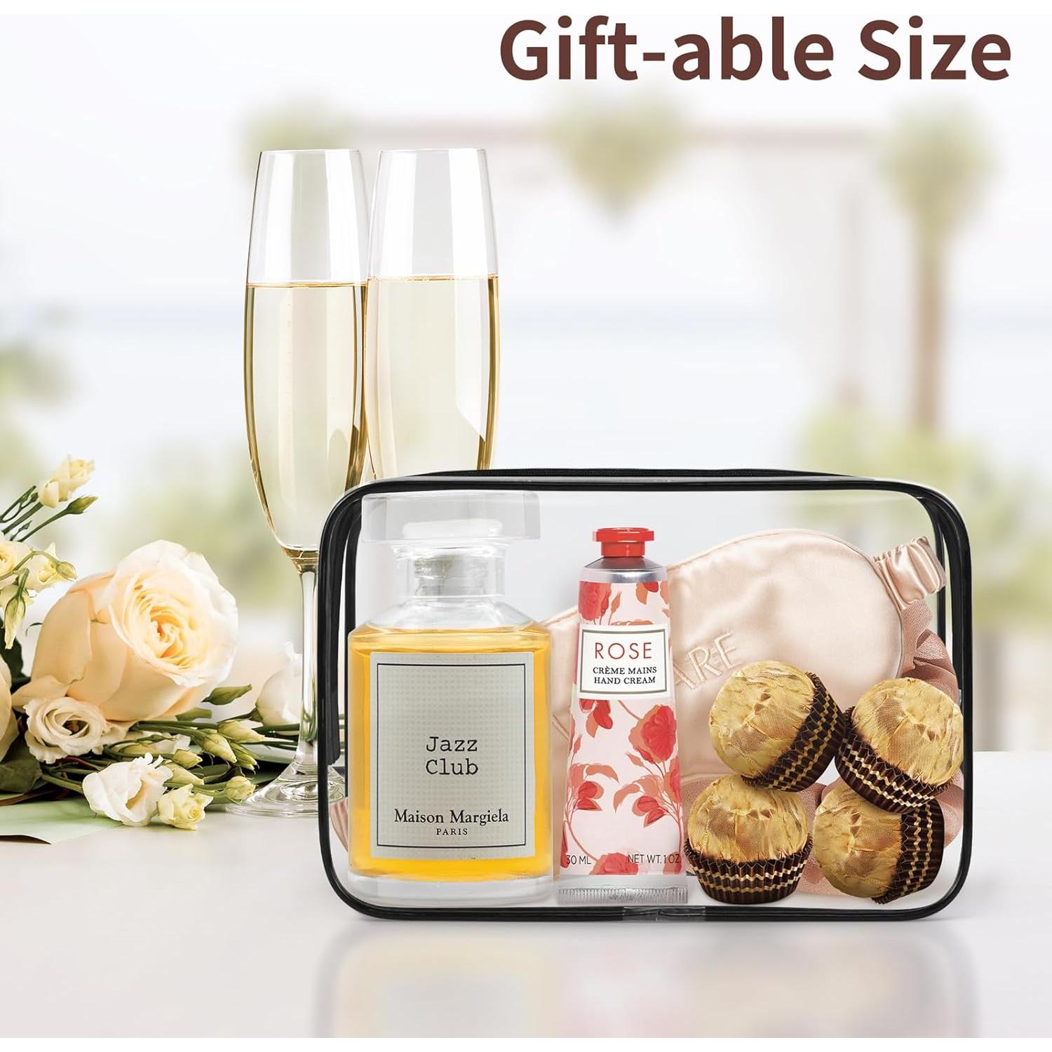 Bolsa de Maquillaje Transparente TISRATOK 12 PCS Mediana Negra