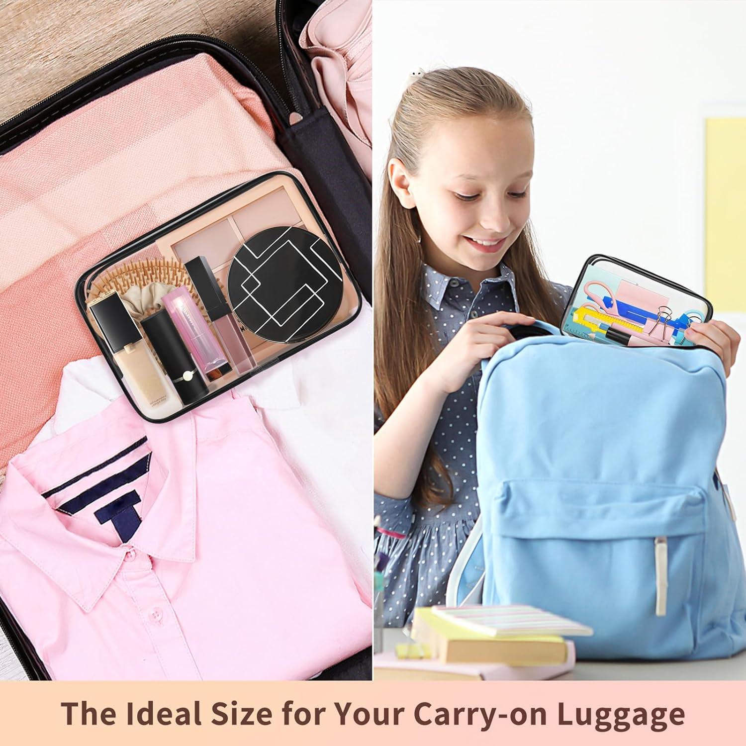 Bolsa de Maquillaje Transparente TISRATOK 12 PCS Mediana Negra