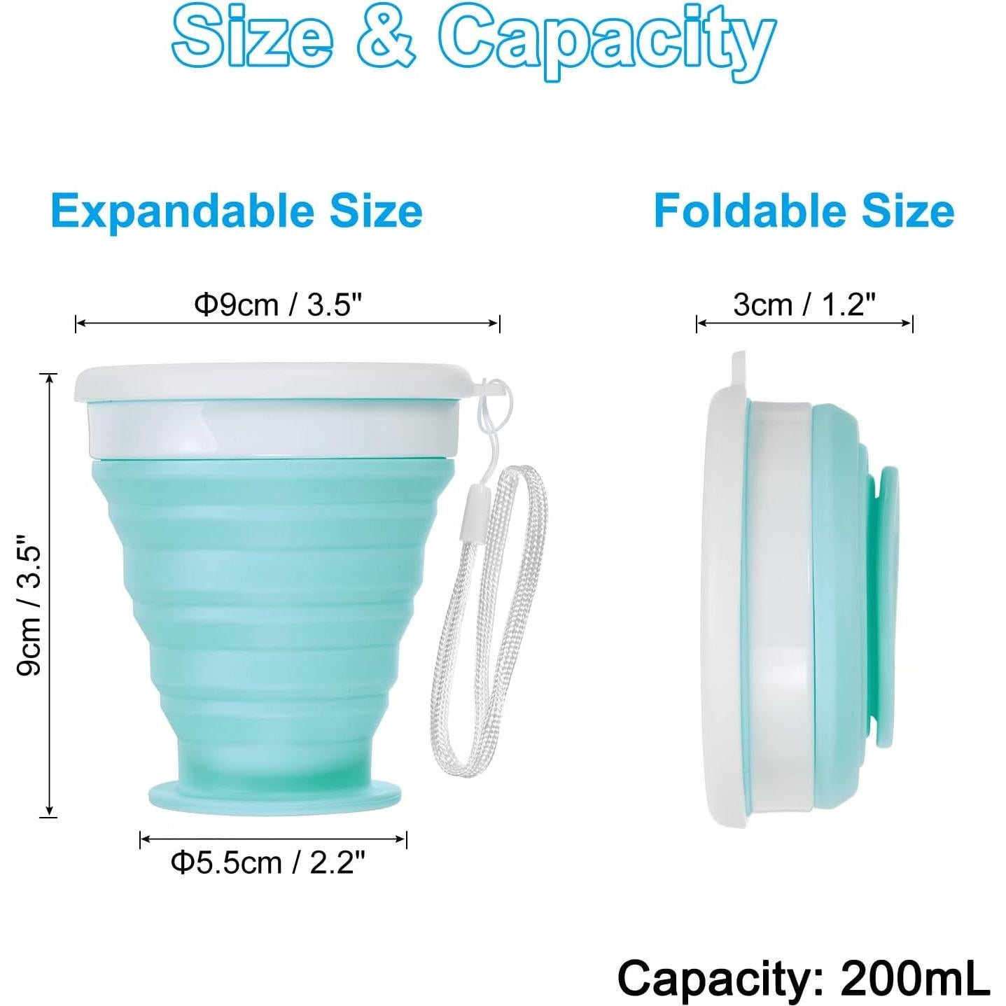 Taza Plegable PATIKIL 200mL Silicona Azul 2 Unidades