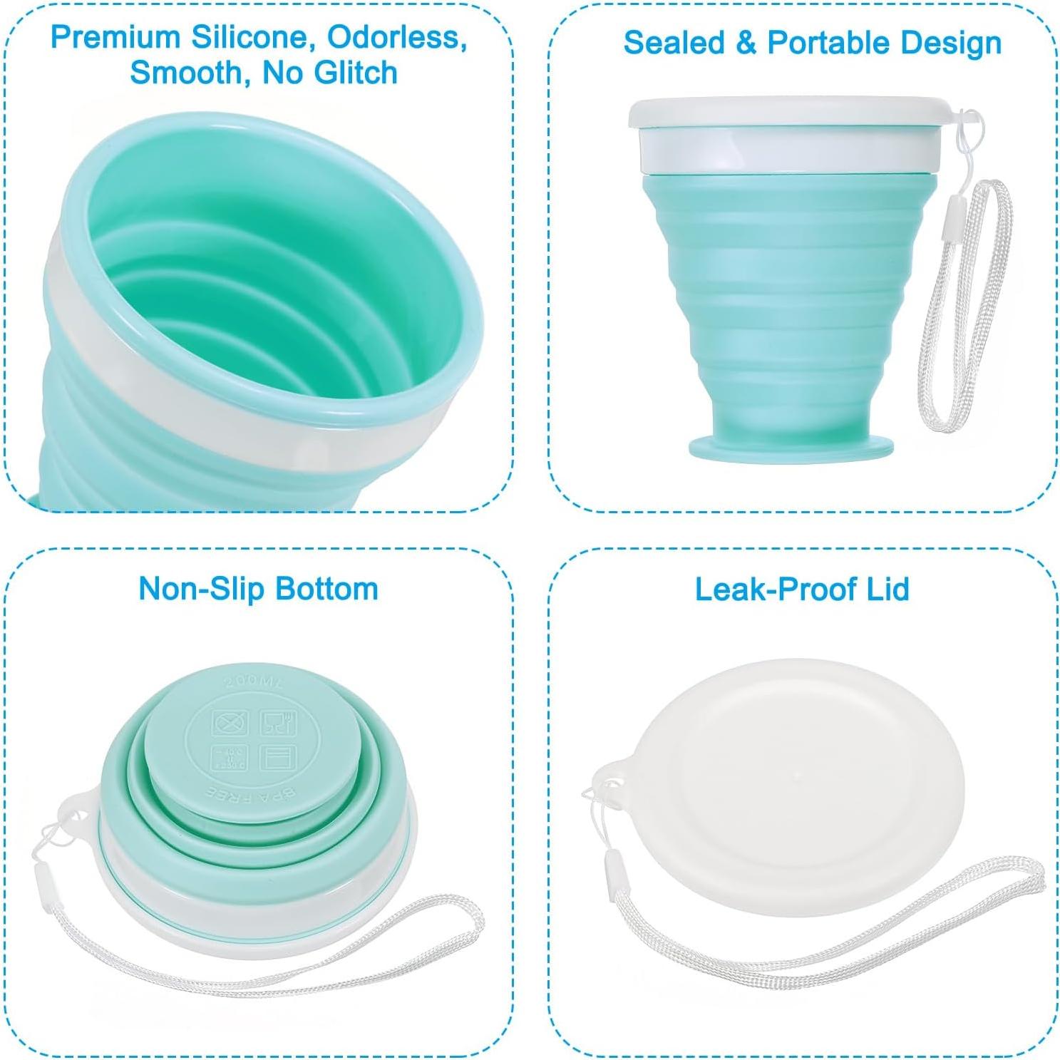 Taza Plegable PATIKIL 200mL Silicona Azul 2 Unidades