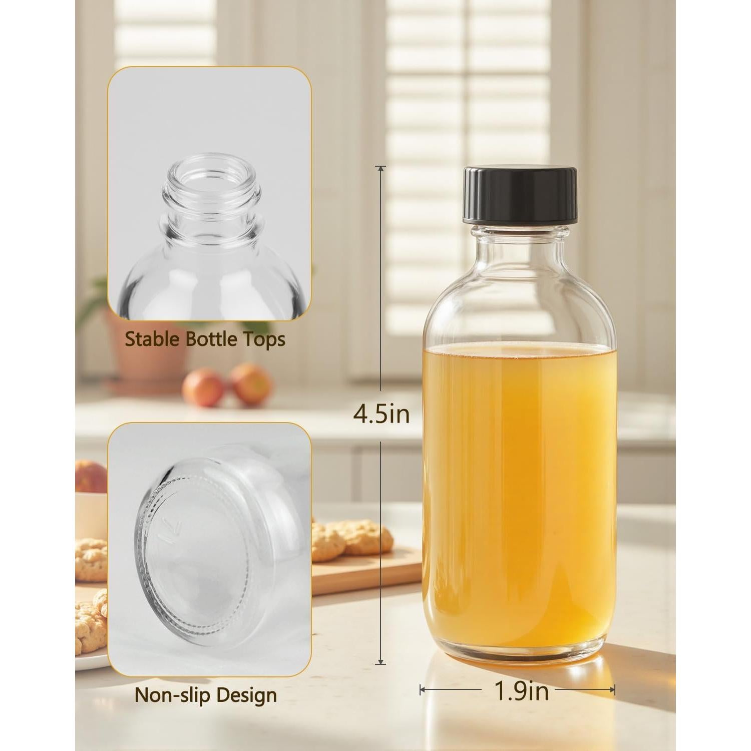 Botellas de vidrio Rionisor 120ml redondas Boston - Paquete de 6