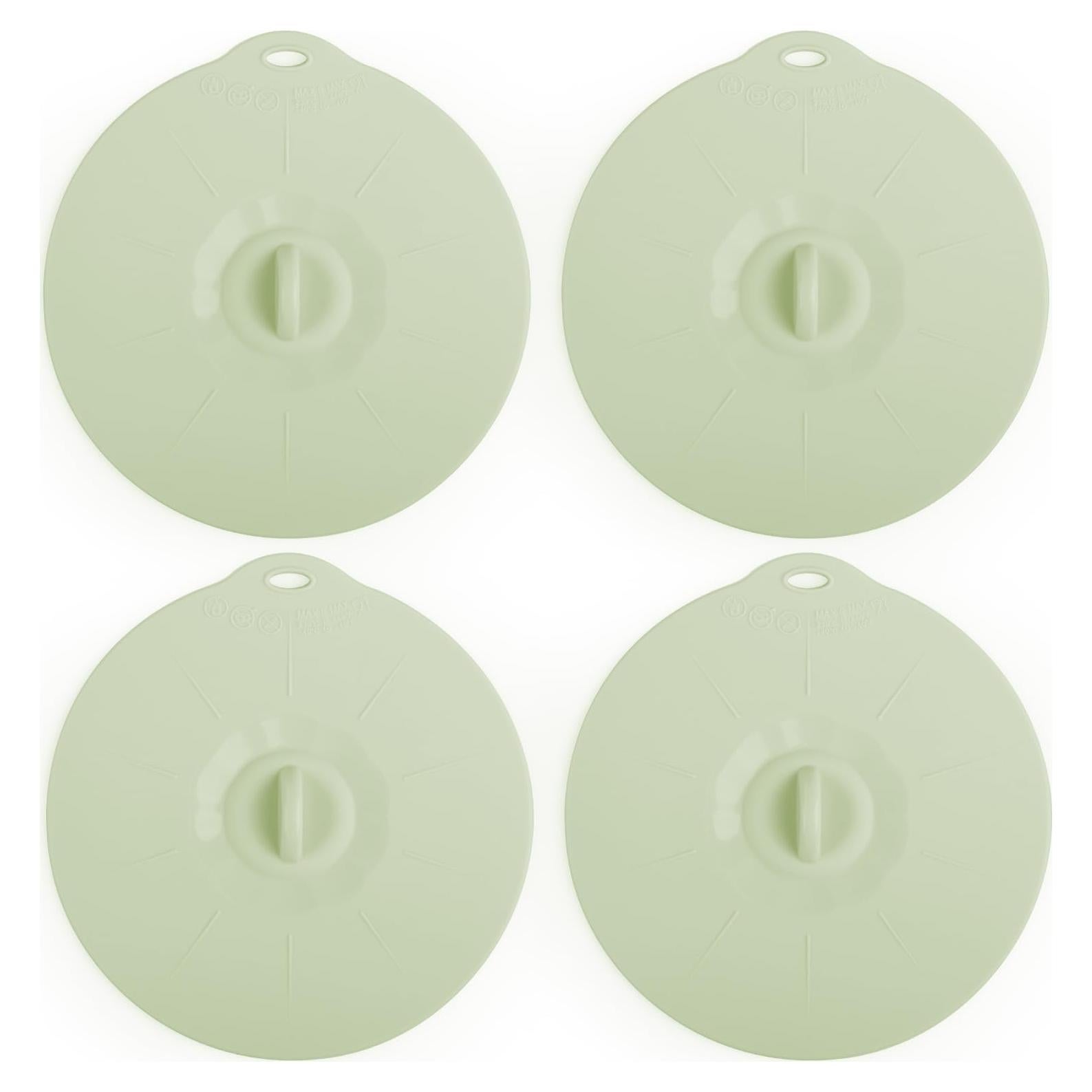 Paquete de 4 tapas de silicona verde claro 9.9 cm para cocina