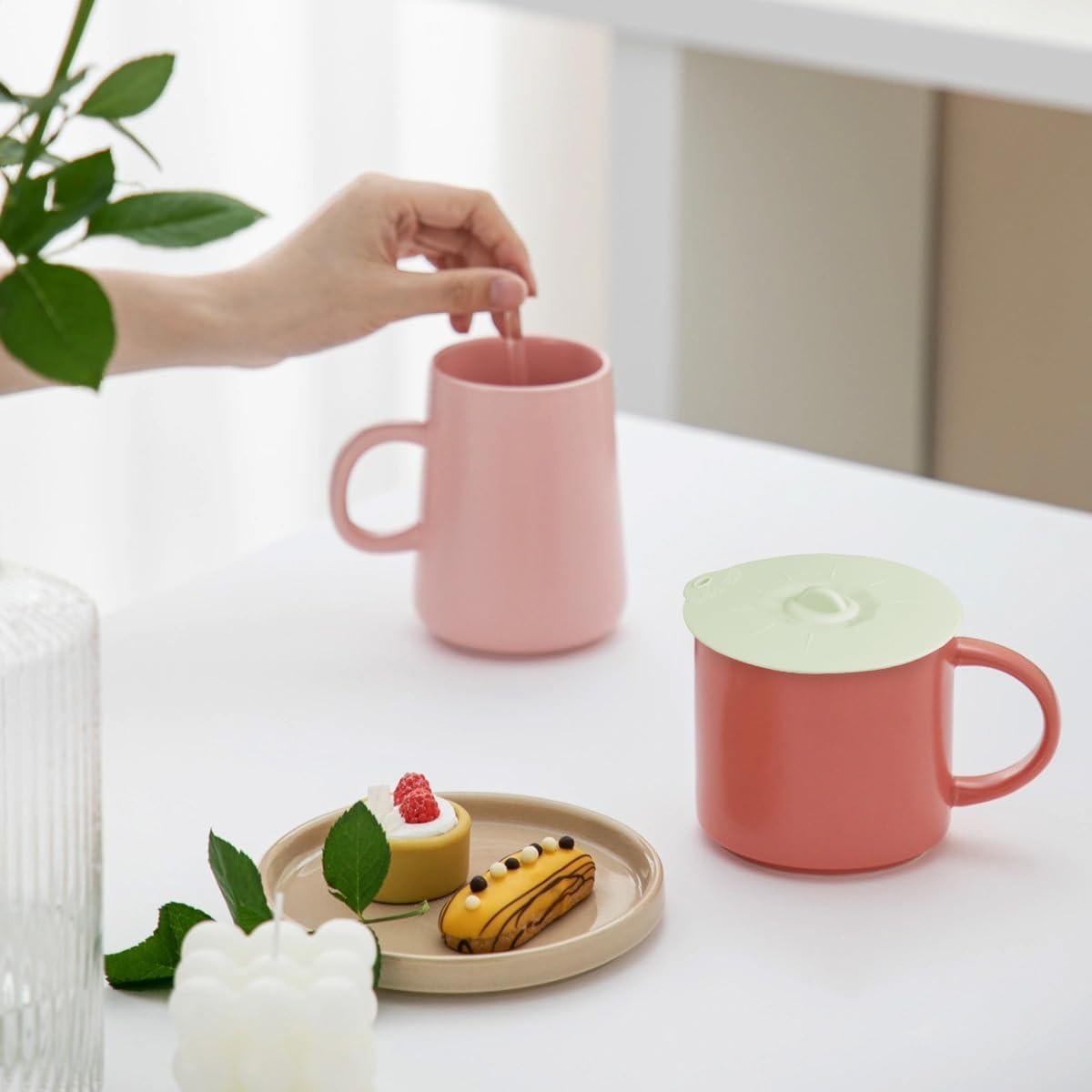 Paquete de 4 tapas de silicona verde claro 9.9 cm para cocina