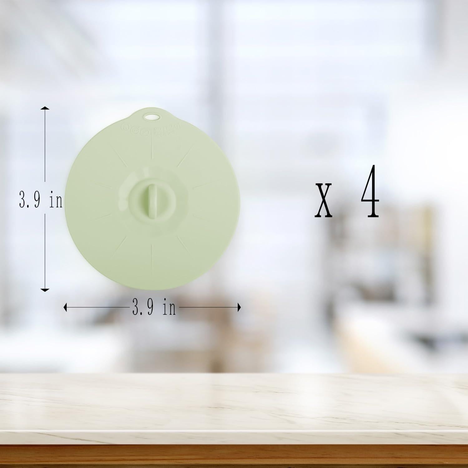 Paquete de 4 tapas de silicona verde claro 9.9 cm para cocina