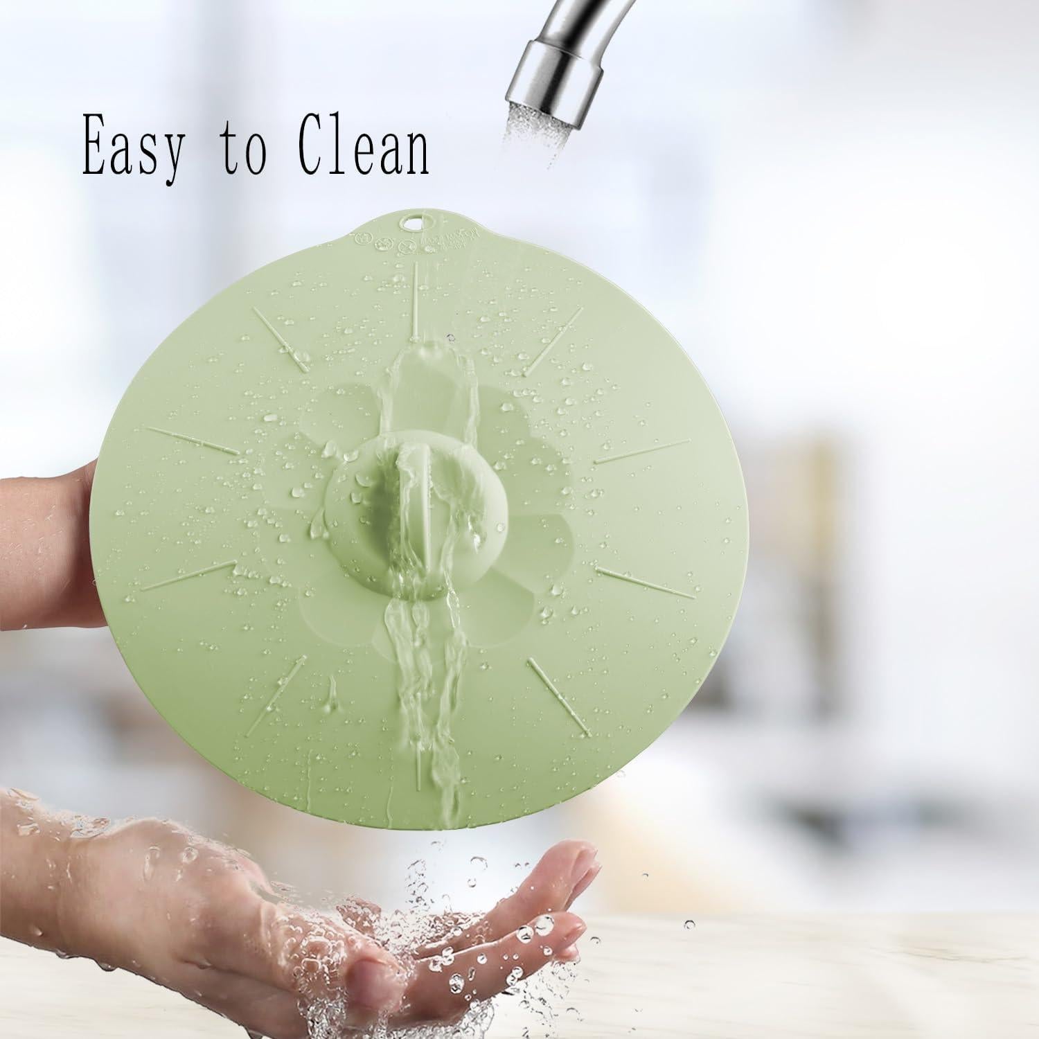 Paquete de 4 tapas de silicona verde claro 9.9 cm para cocina