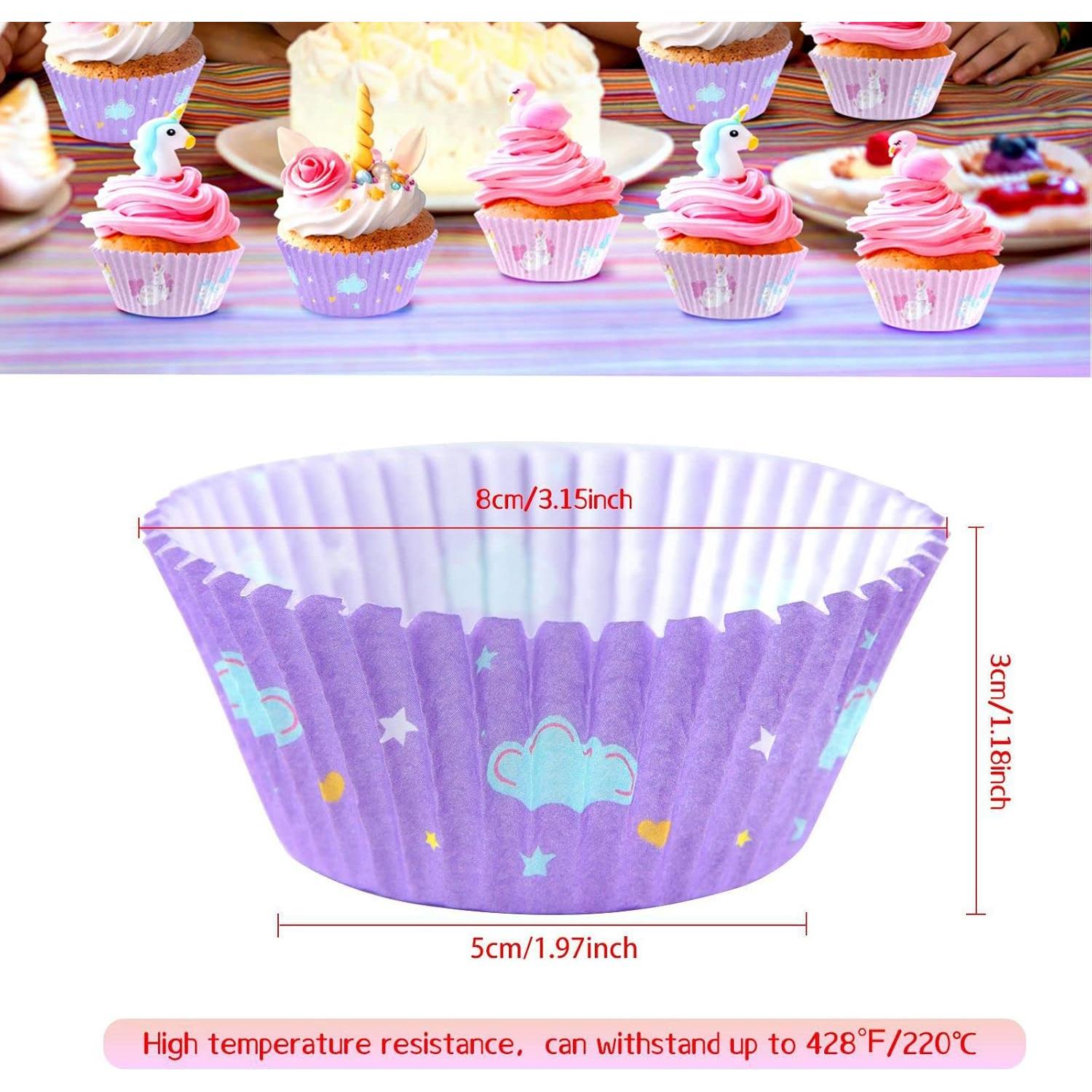 Forros de Cupcake Desechables ASTARON 200 Pcs Rosa y Púrpura
