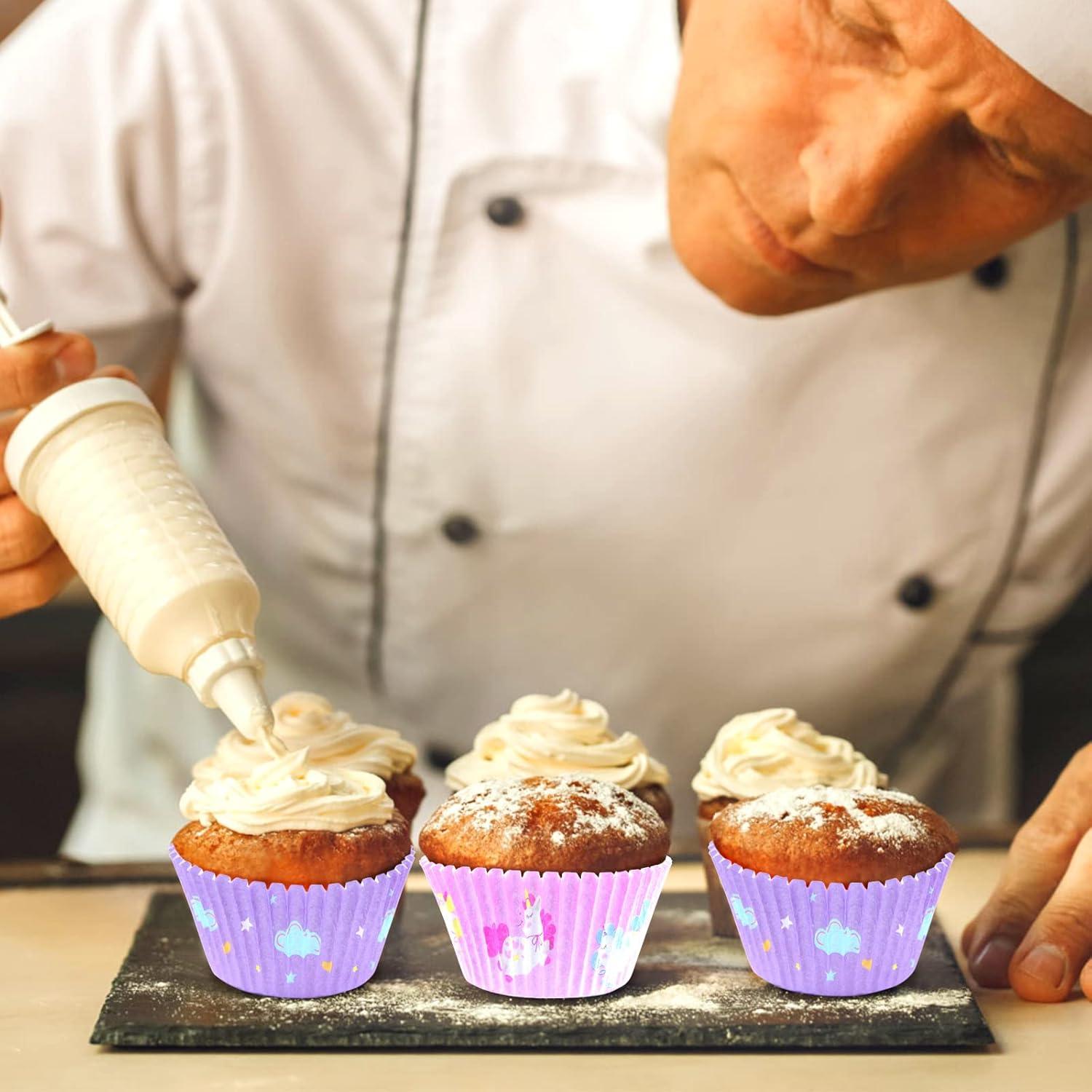 Forros de Cupcake Desechables ASTARON 200 Pcs Rosa y Púrpura