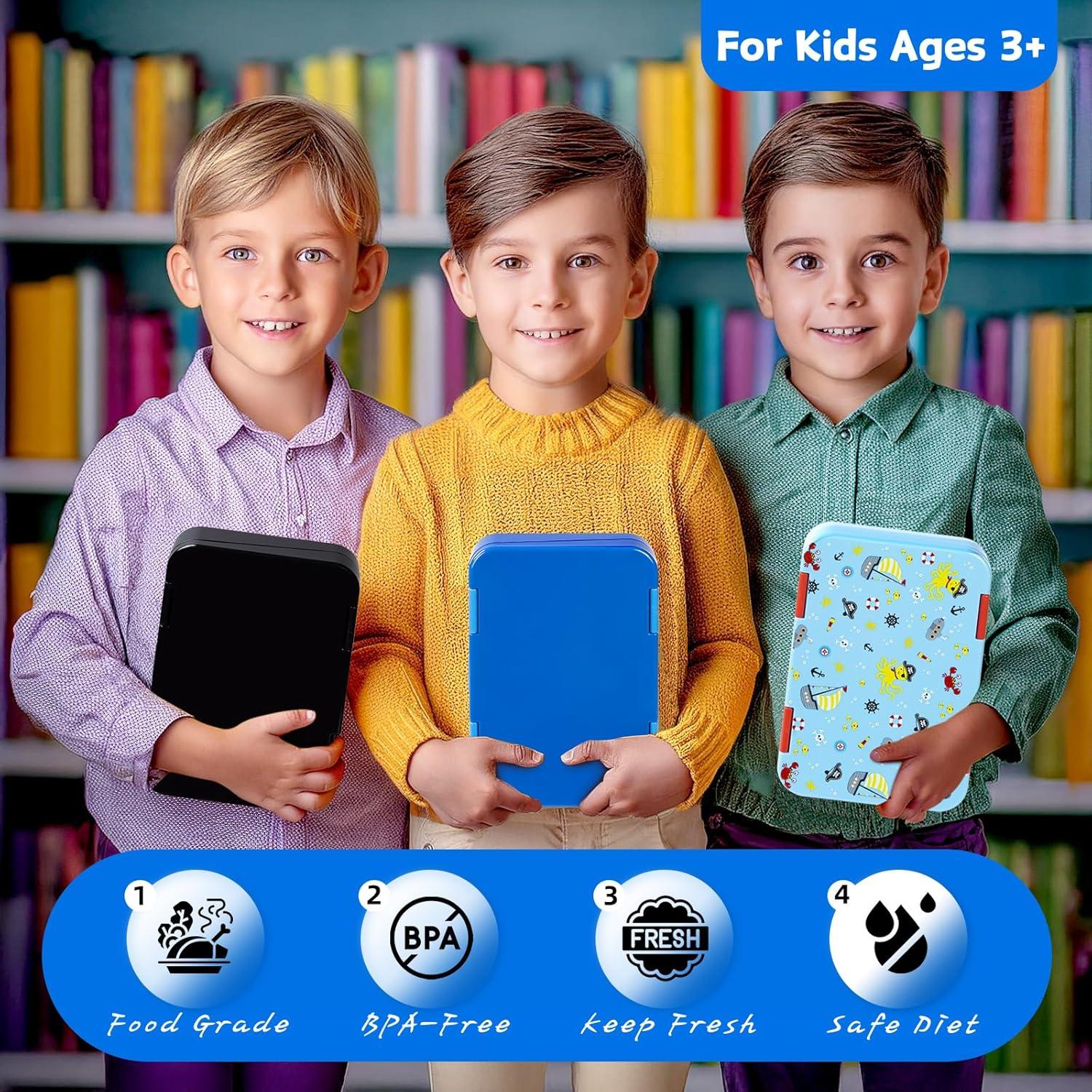 Caja de Almuerzo Bento Azul para Niños 6 Compartimentos Libre BPA