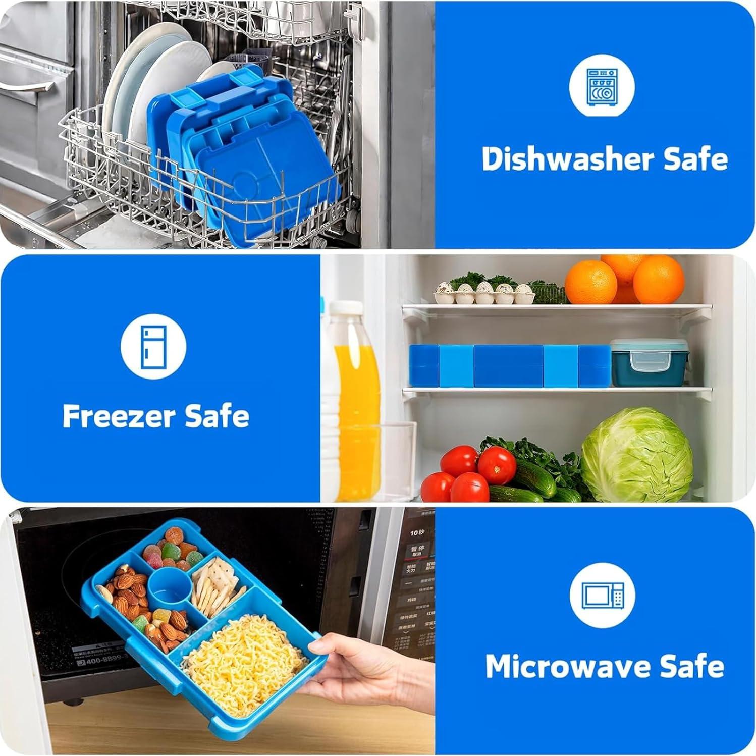 Caja de Almuerzo Bento Azul para Niños 6 Compartimentos BPA Free