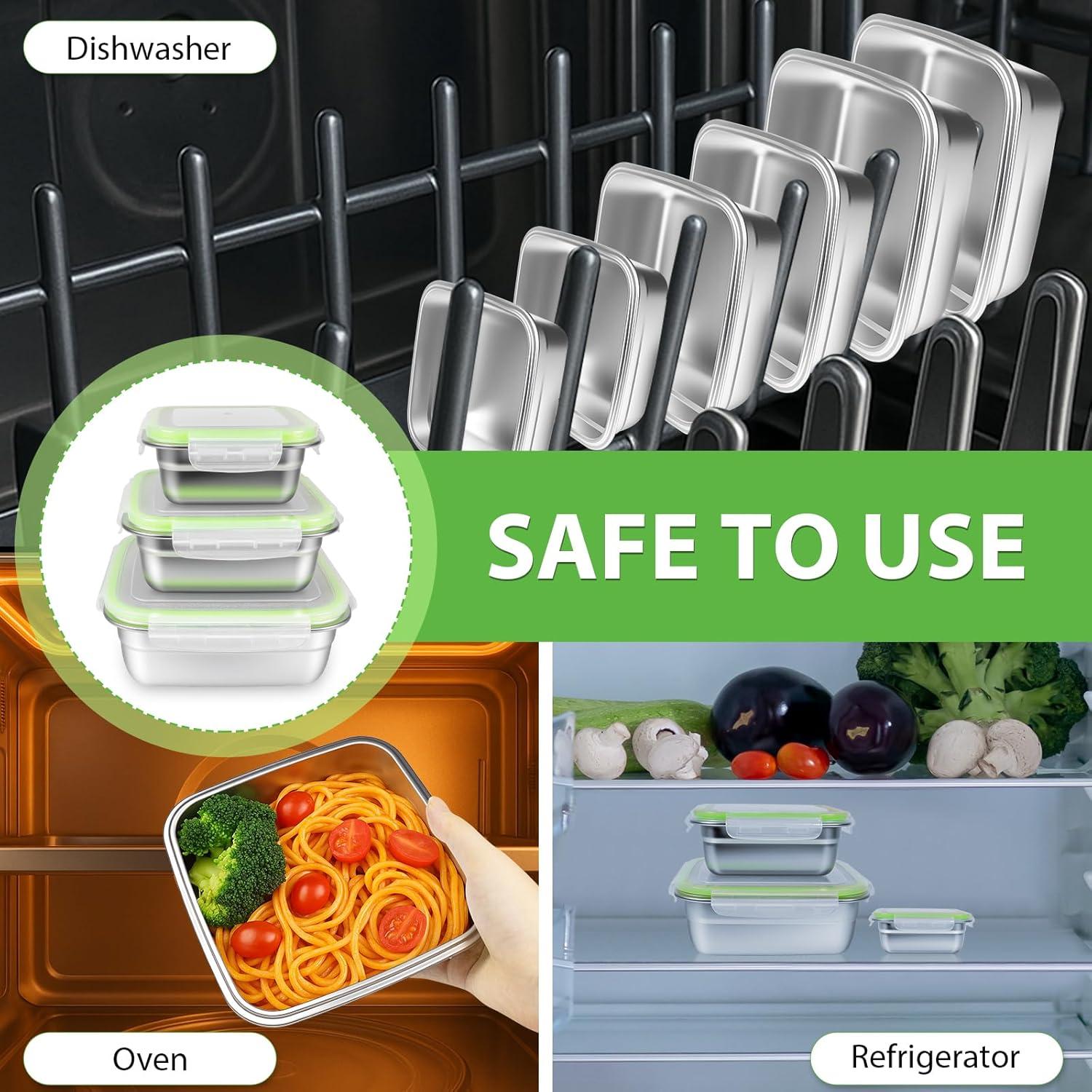 Paquete de 3 Contenedores de Sándwich Acero Inoxidable Clamder