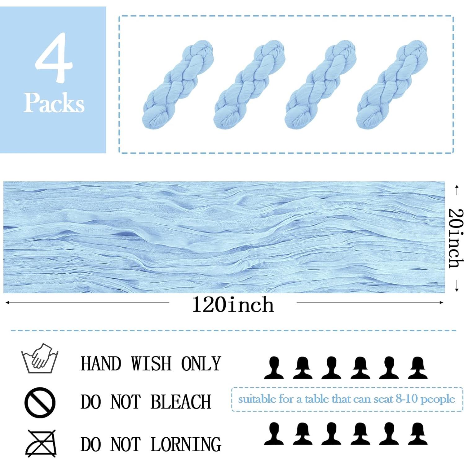 Caminos de Mesa de Gasa Azul Bebé 4 Piezas 20x120 cm