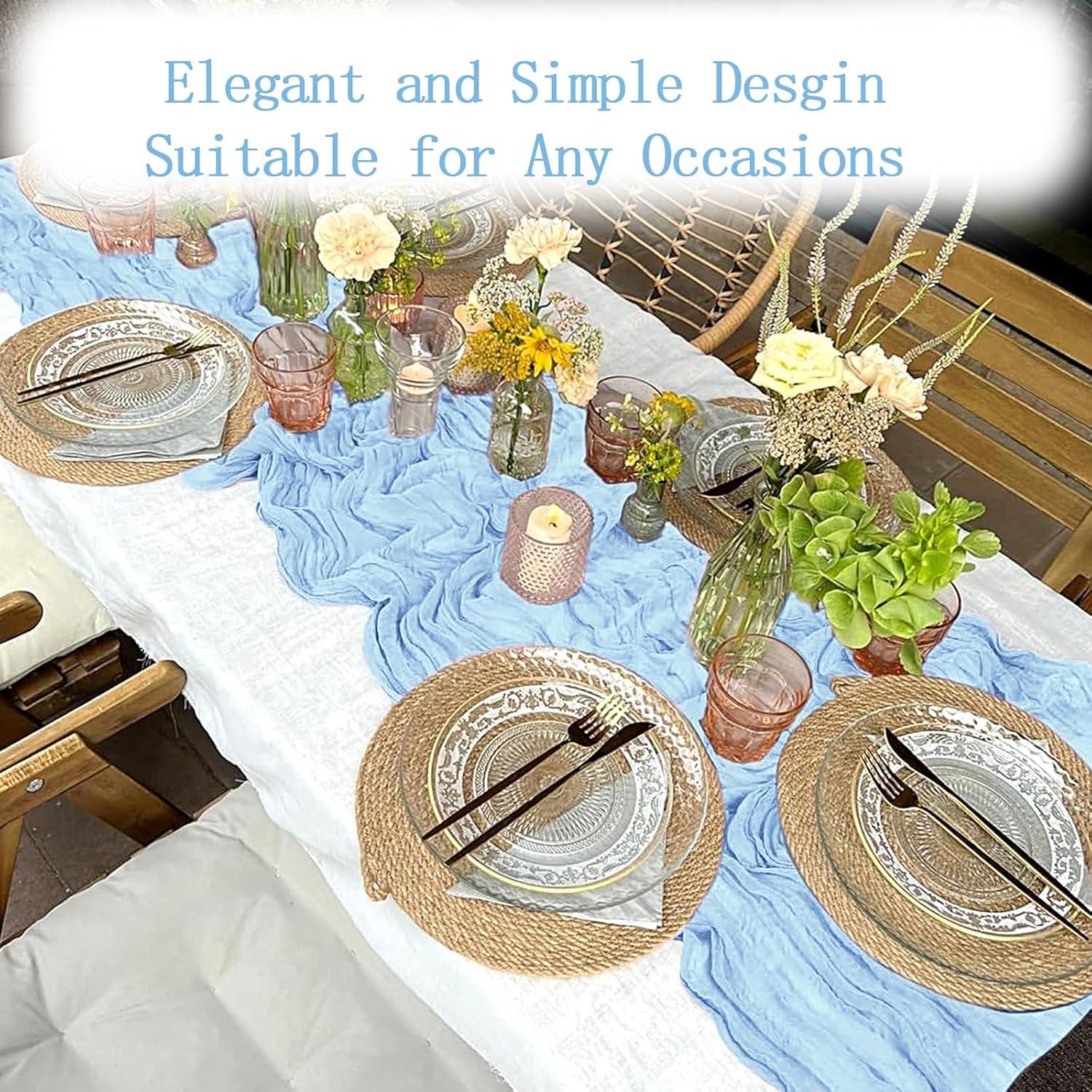 Caminos de Mesa de Gasa Azul Bebé 4 Piezas 20x120 cm