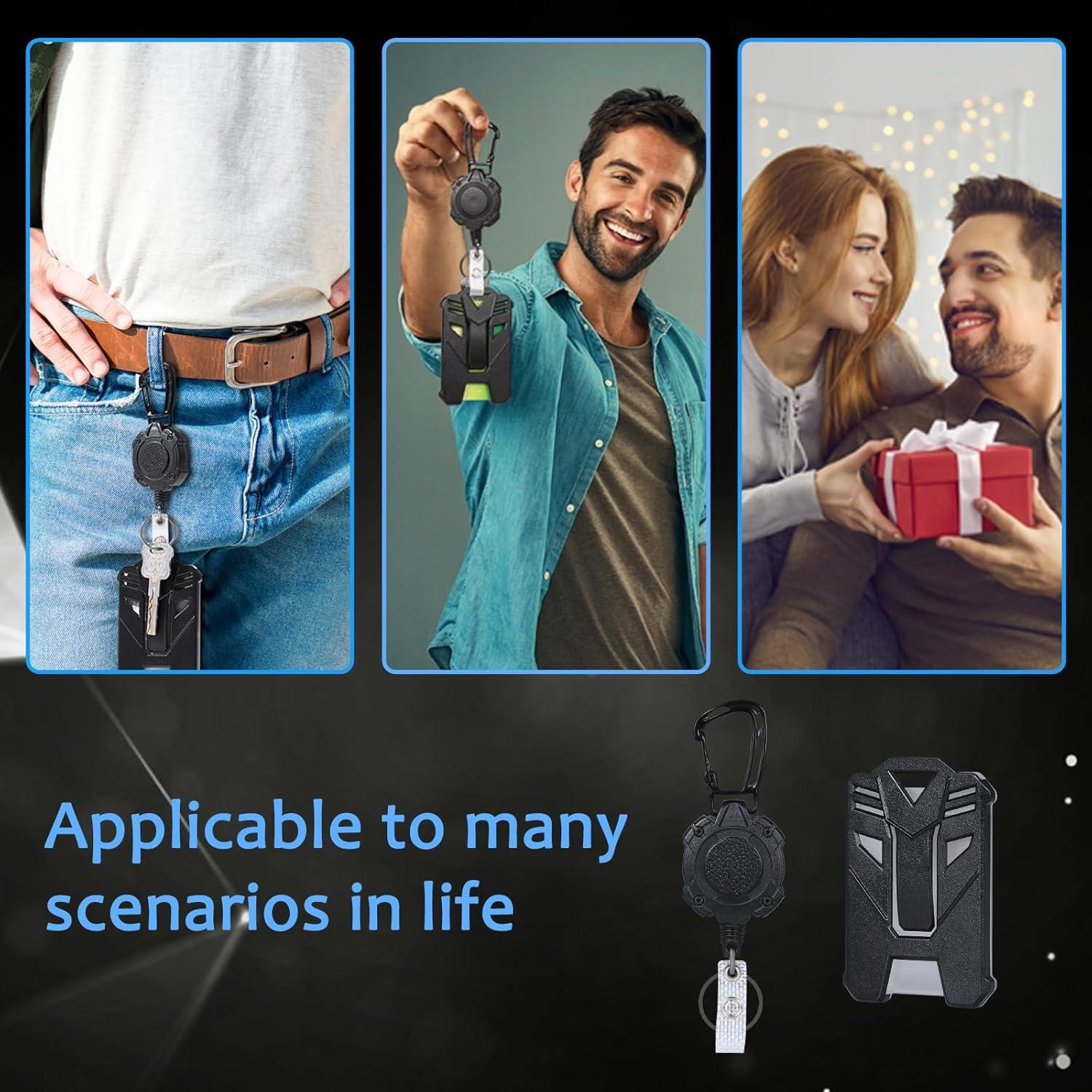 Portatarjetas Retráctil XAMEHA Negro con Clip y Llavero 80 cm